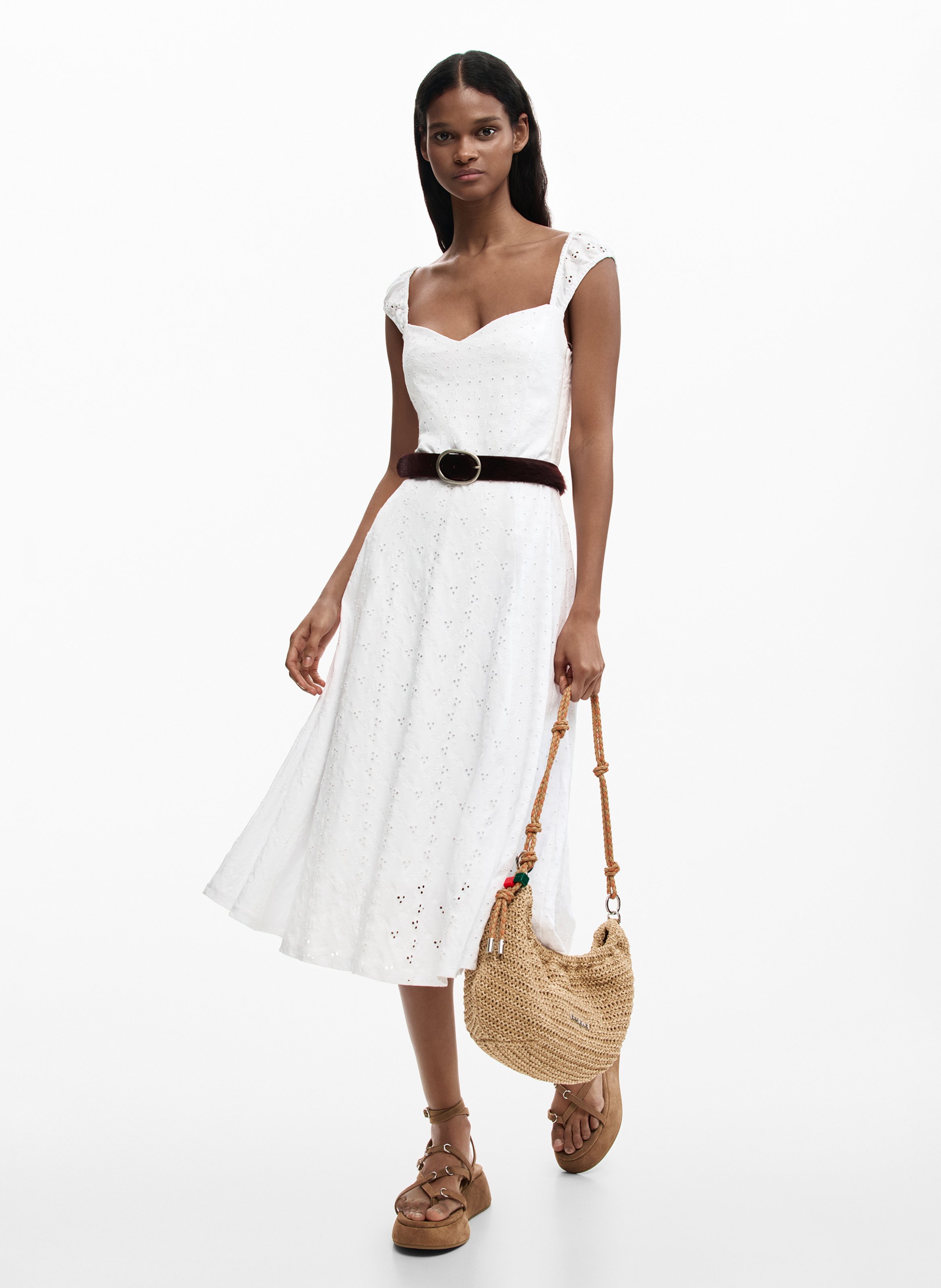 Fitted cotton midi dress DESIGUAL White