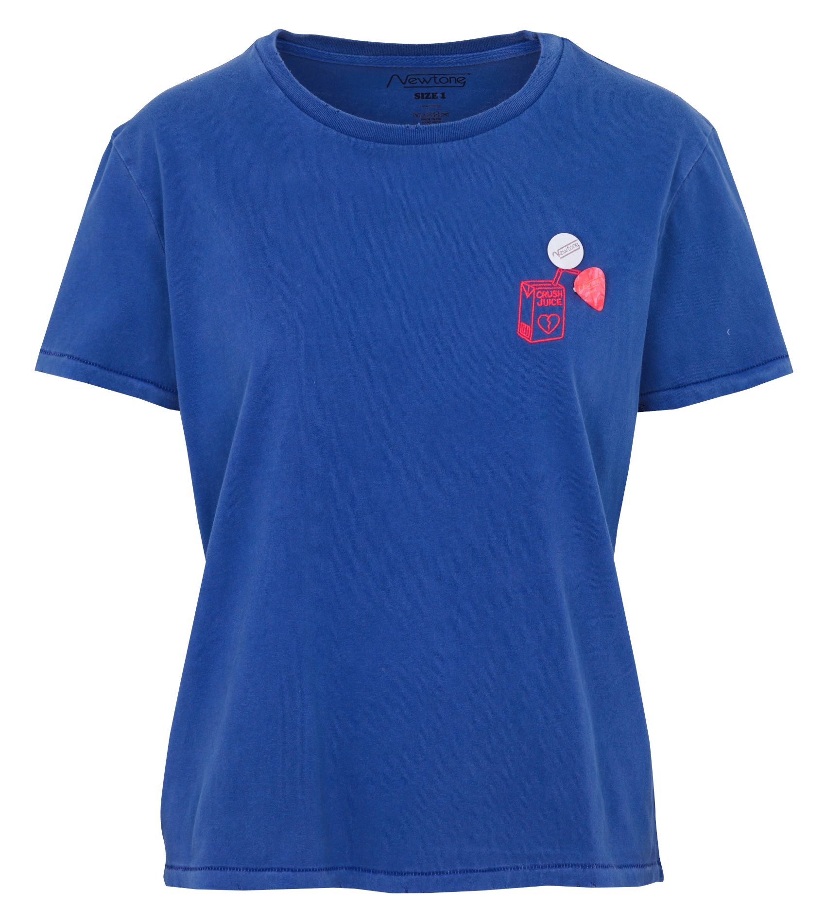 Tee-shirt uni à broderie en coton NEWTONE Bleu