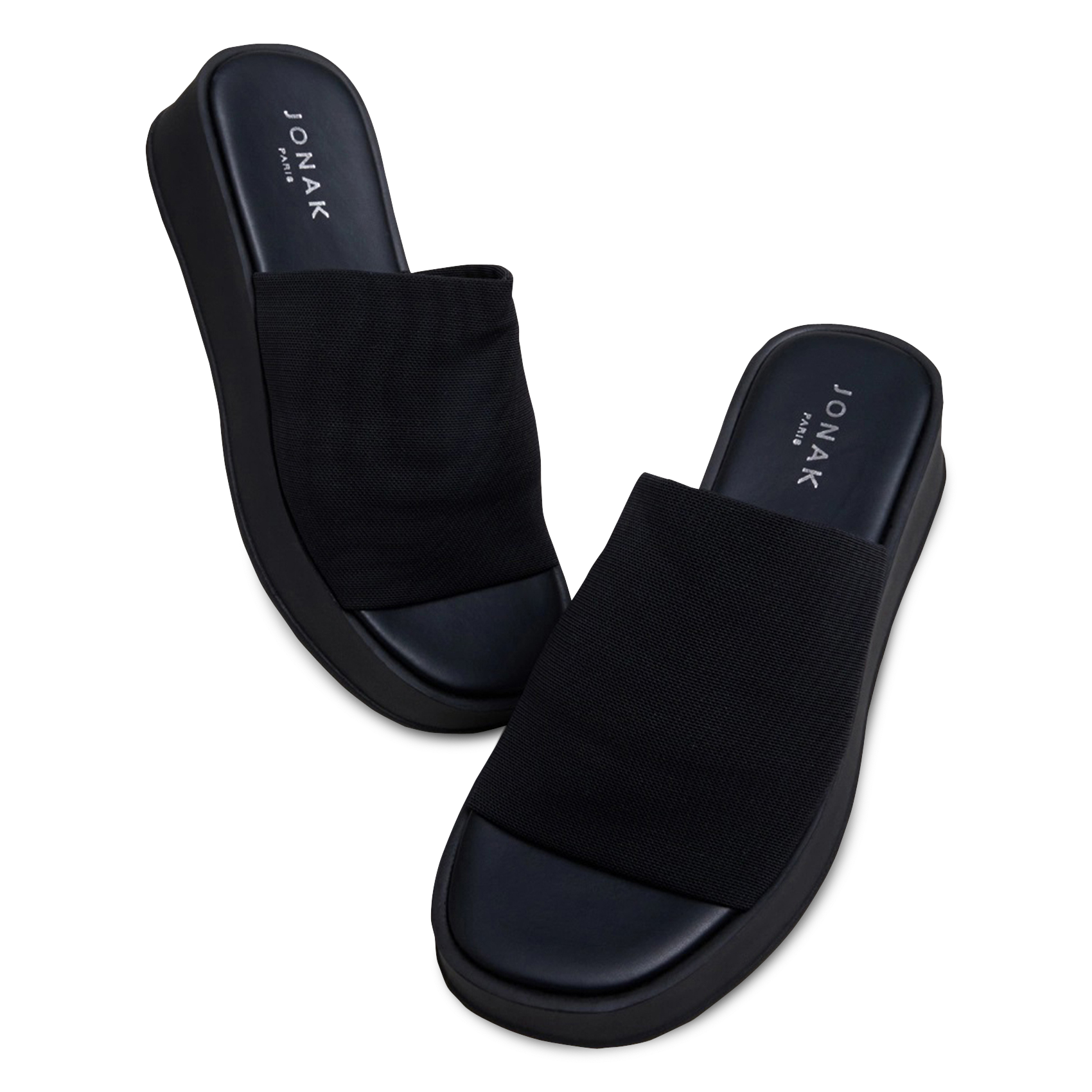 Mules compensées en toile JONAK Noir