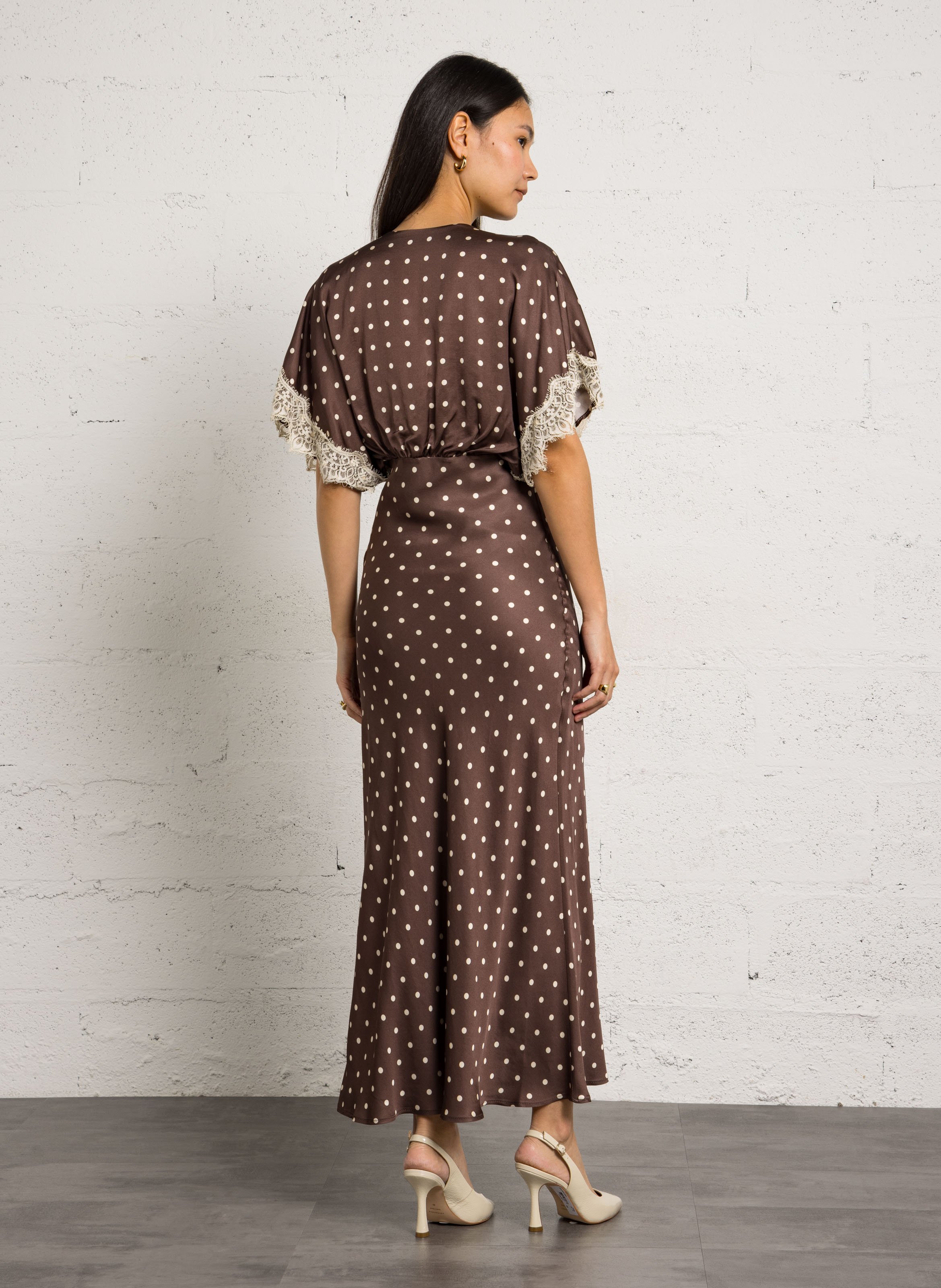 Lange jurk met V-hals IMPERIAL Bruin