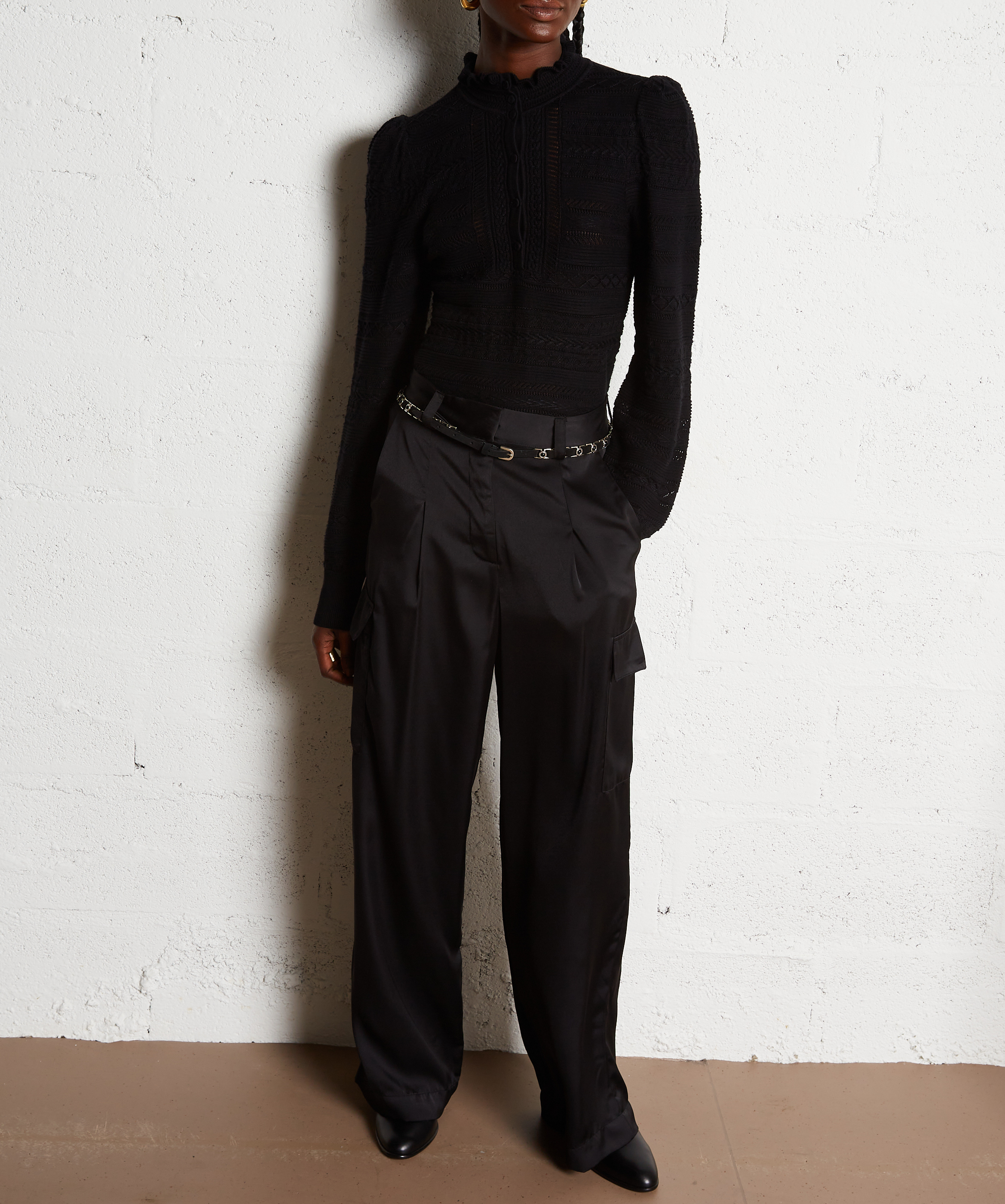 Pantalon large taille haute BA&SH Noir