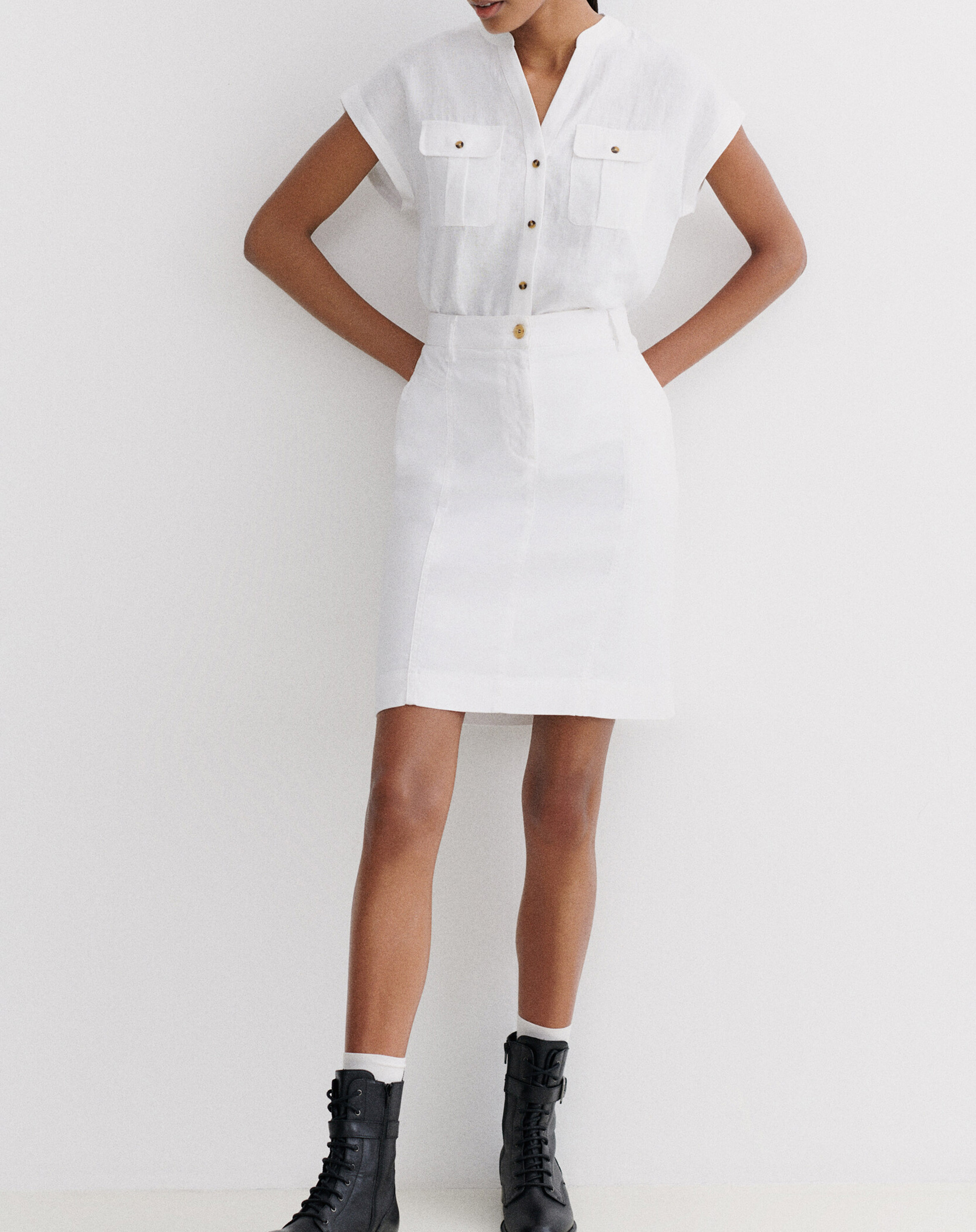 Denim pencil skirt CAROLL White