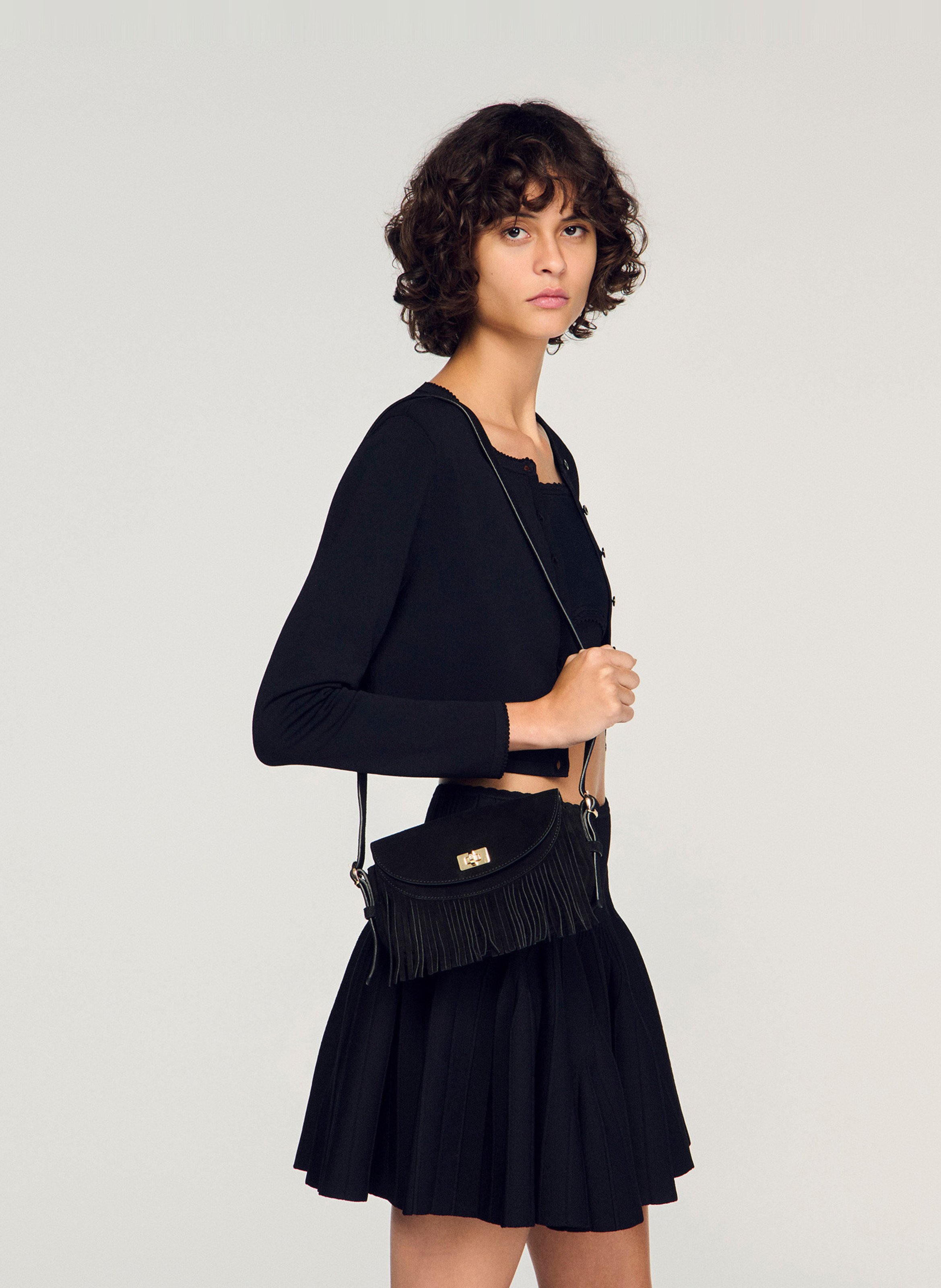 Dori leather shoulder bag SANDRO Black