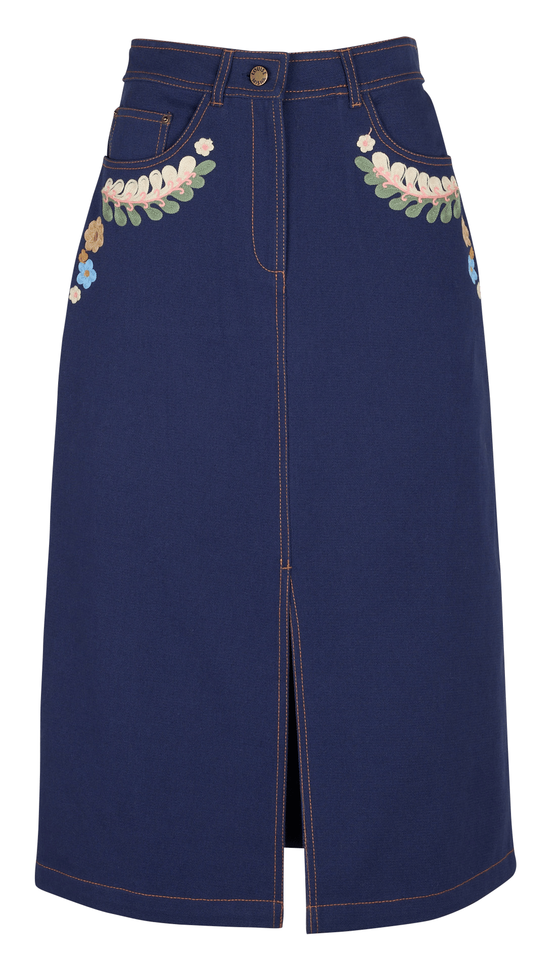 Jupe midi en coton brodé | Bleu LOUISE MISHA Femme