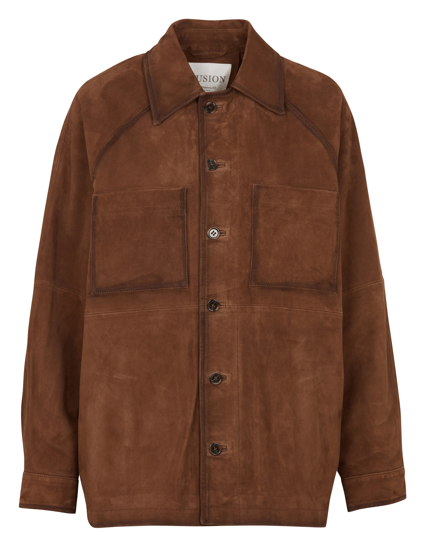 Veste oversize col classique en cuir velours MAISON 123 Marron
