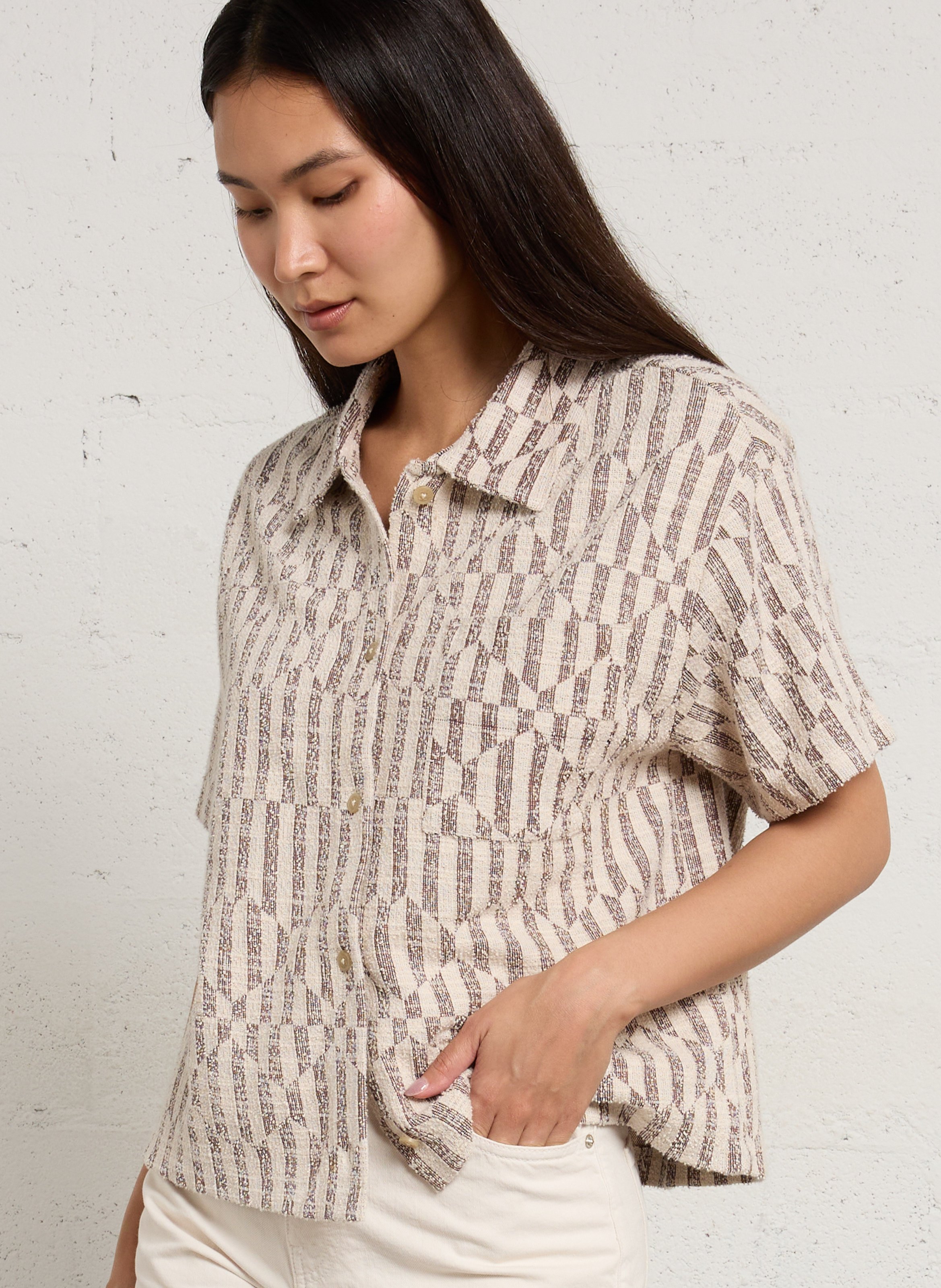 Chemise cintrée en coton mélangé BILLABONG Beige