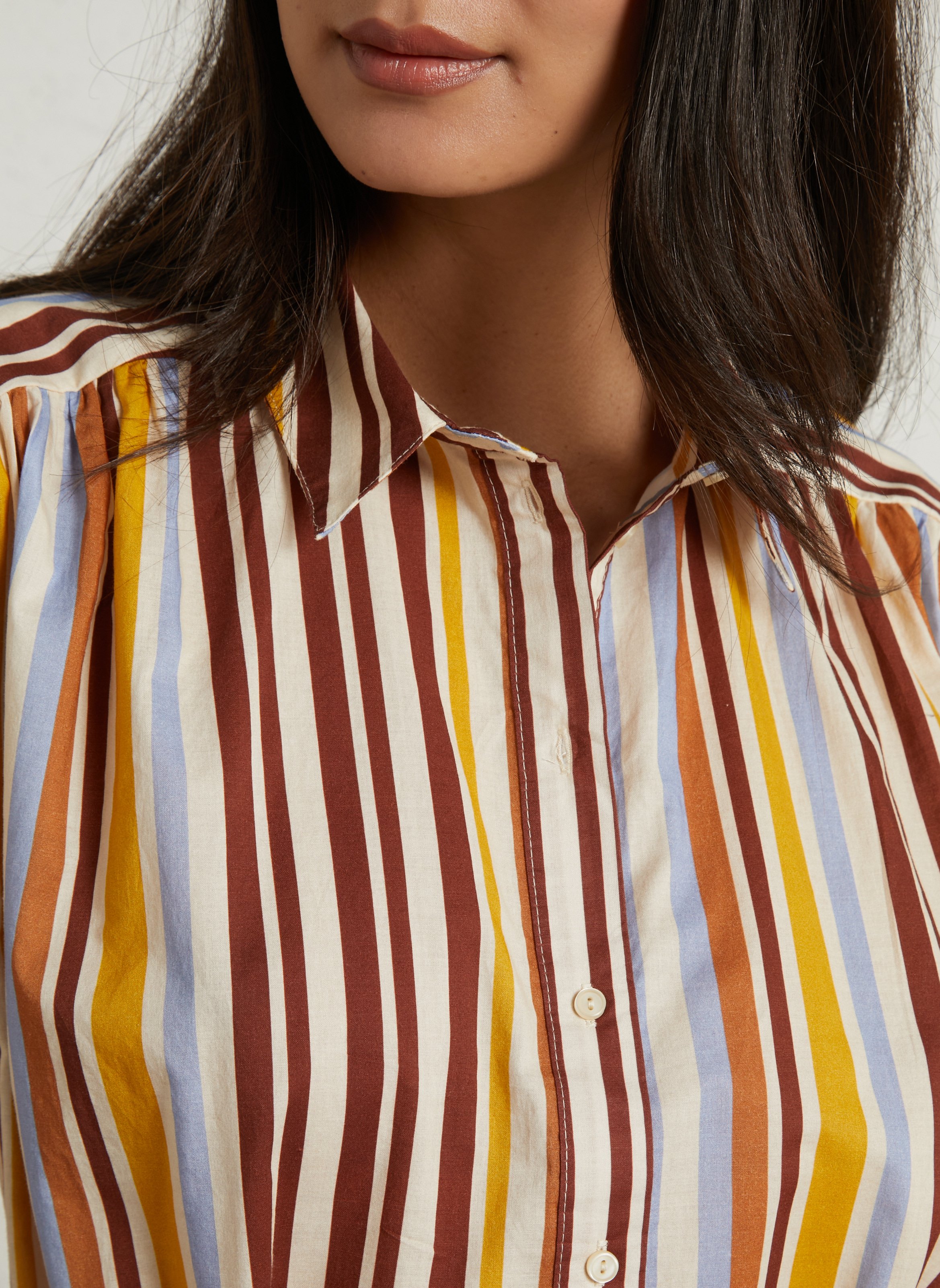 Robe courte rayée en coton SUD EXPRESS Marron
