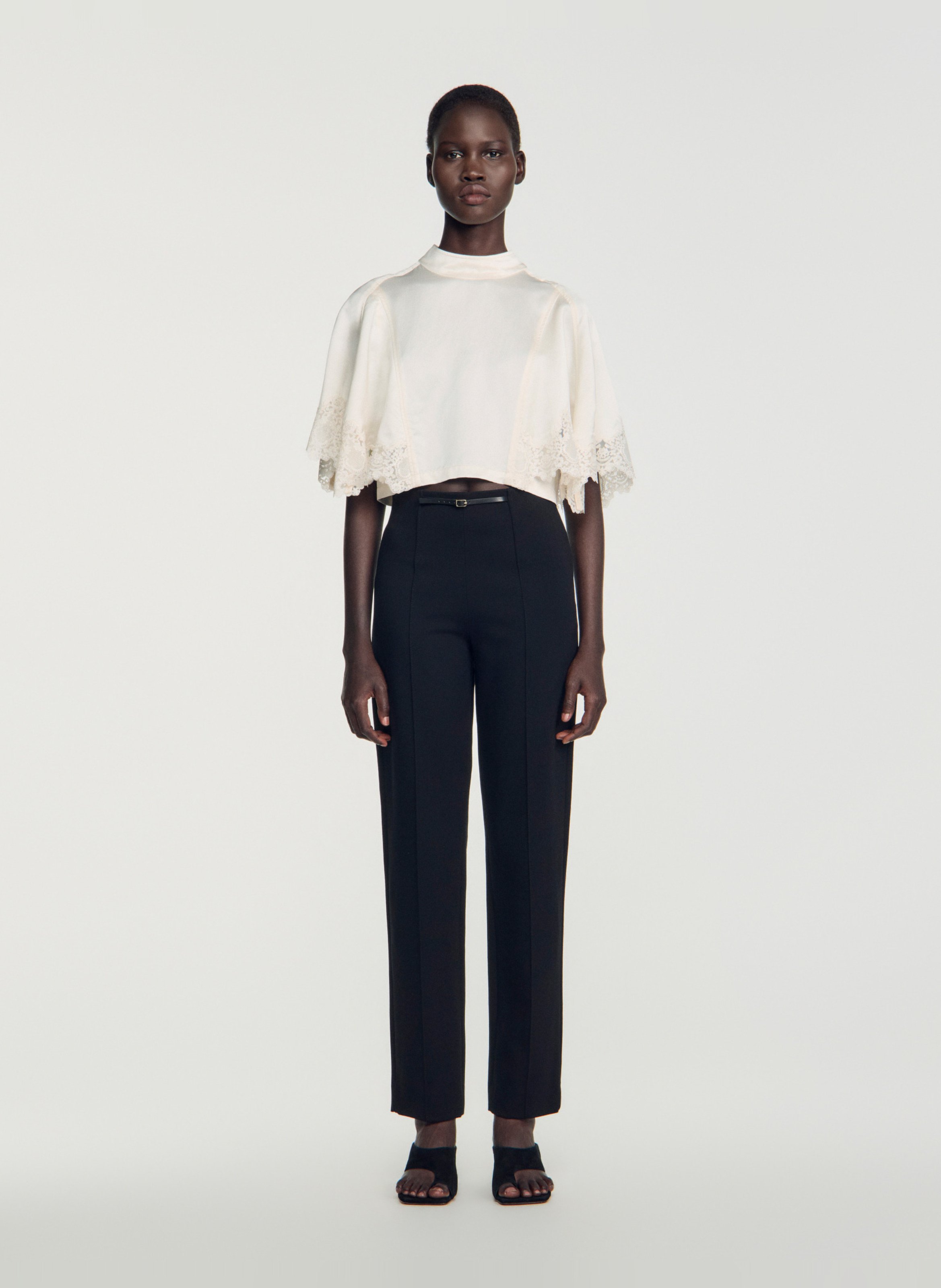 Pantalon droit taille haute SANDRO Noir