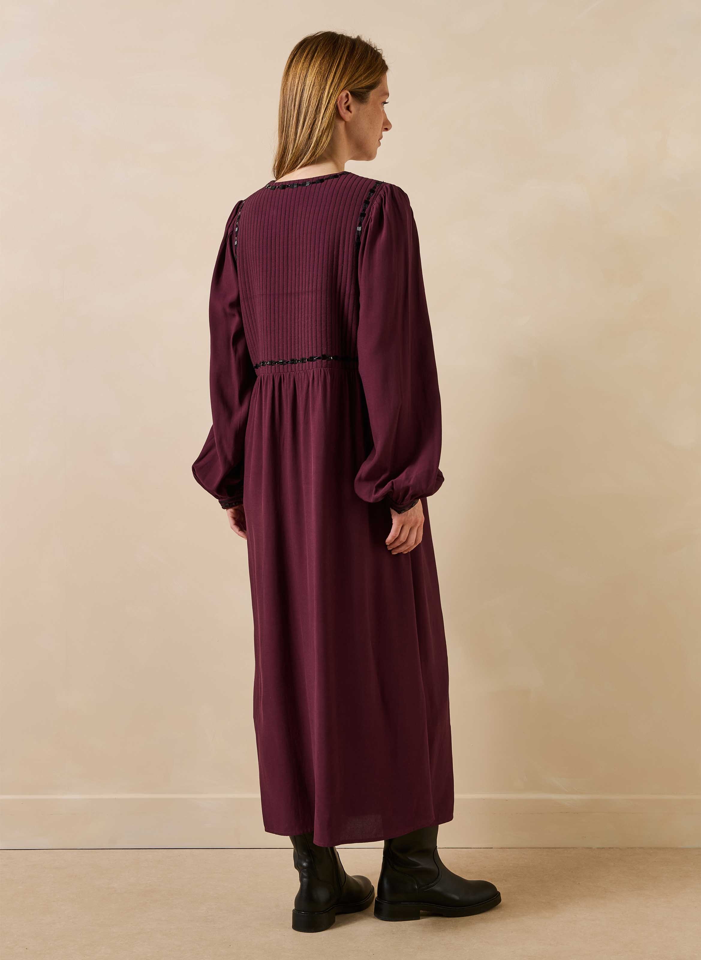 Robe longue col tunisien à broderies LA FEE MARABOUTEE Multicolore
