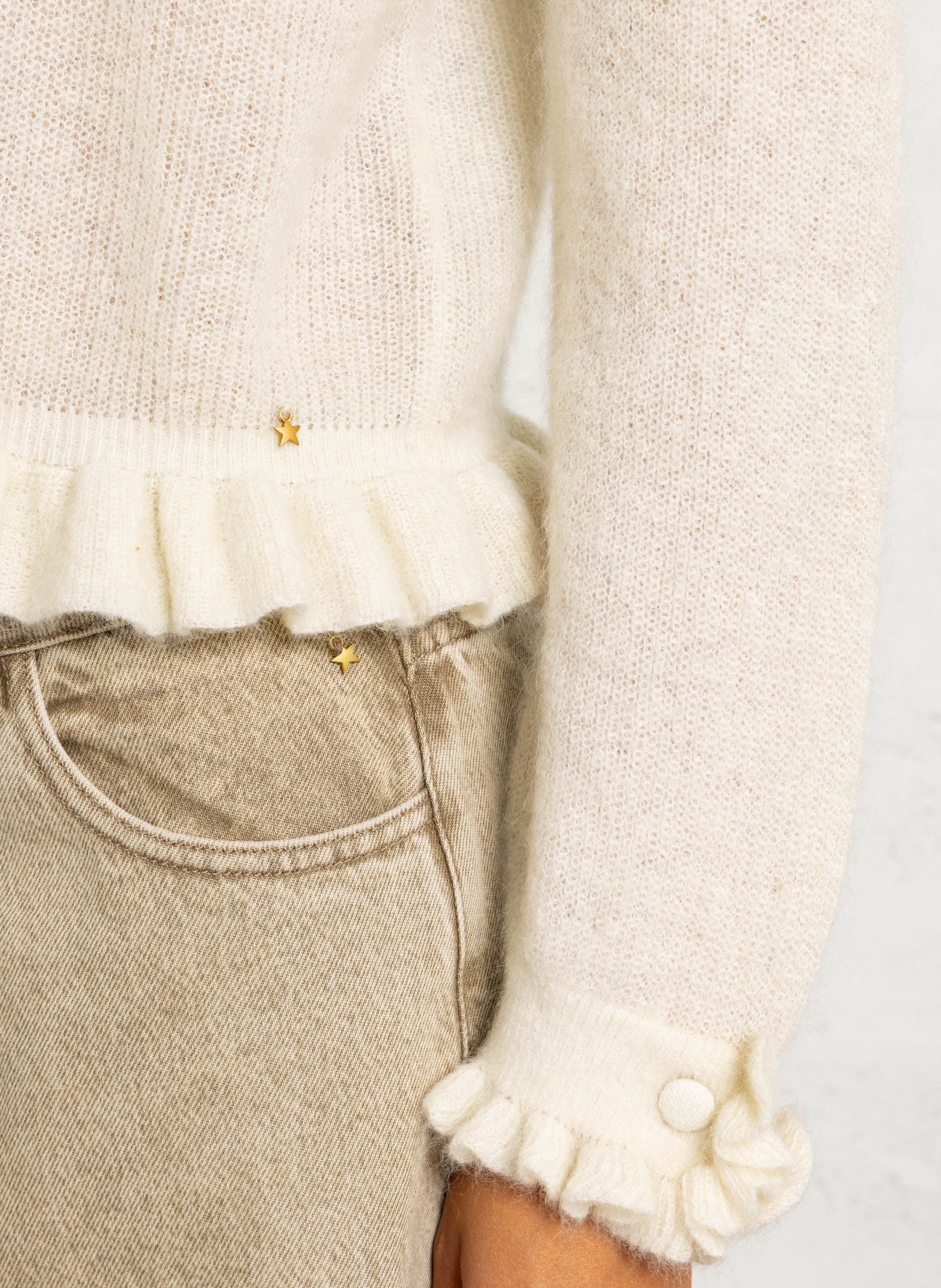 Wollmix-Pullover mit Stehkragen DES PETITS HAUTS Beige