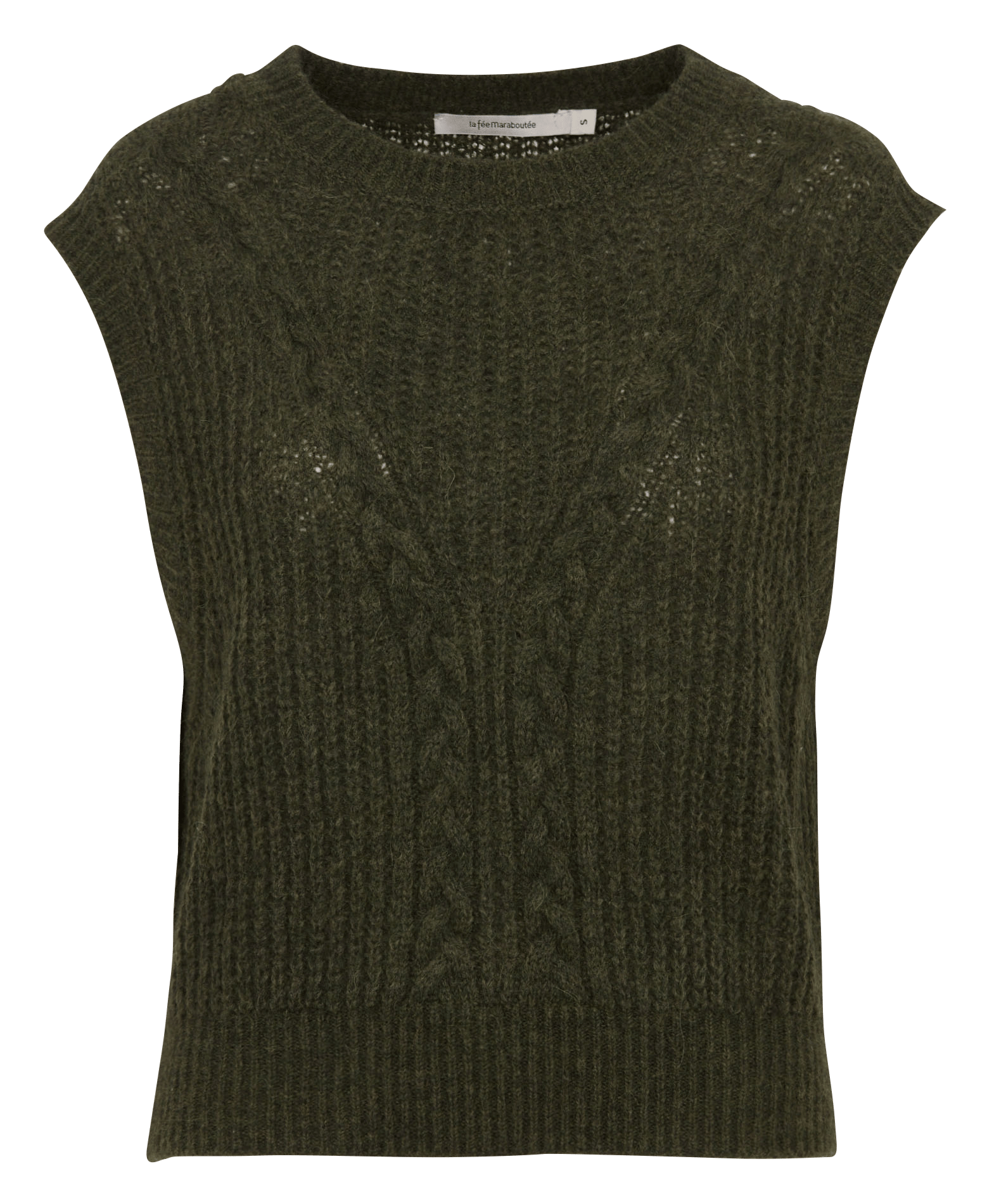 Ärmelloses gerades Stricktop aus verdrehtem Strick. LA FEE MARABOUTEE Grun