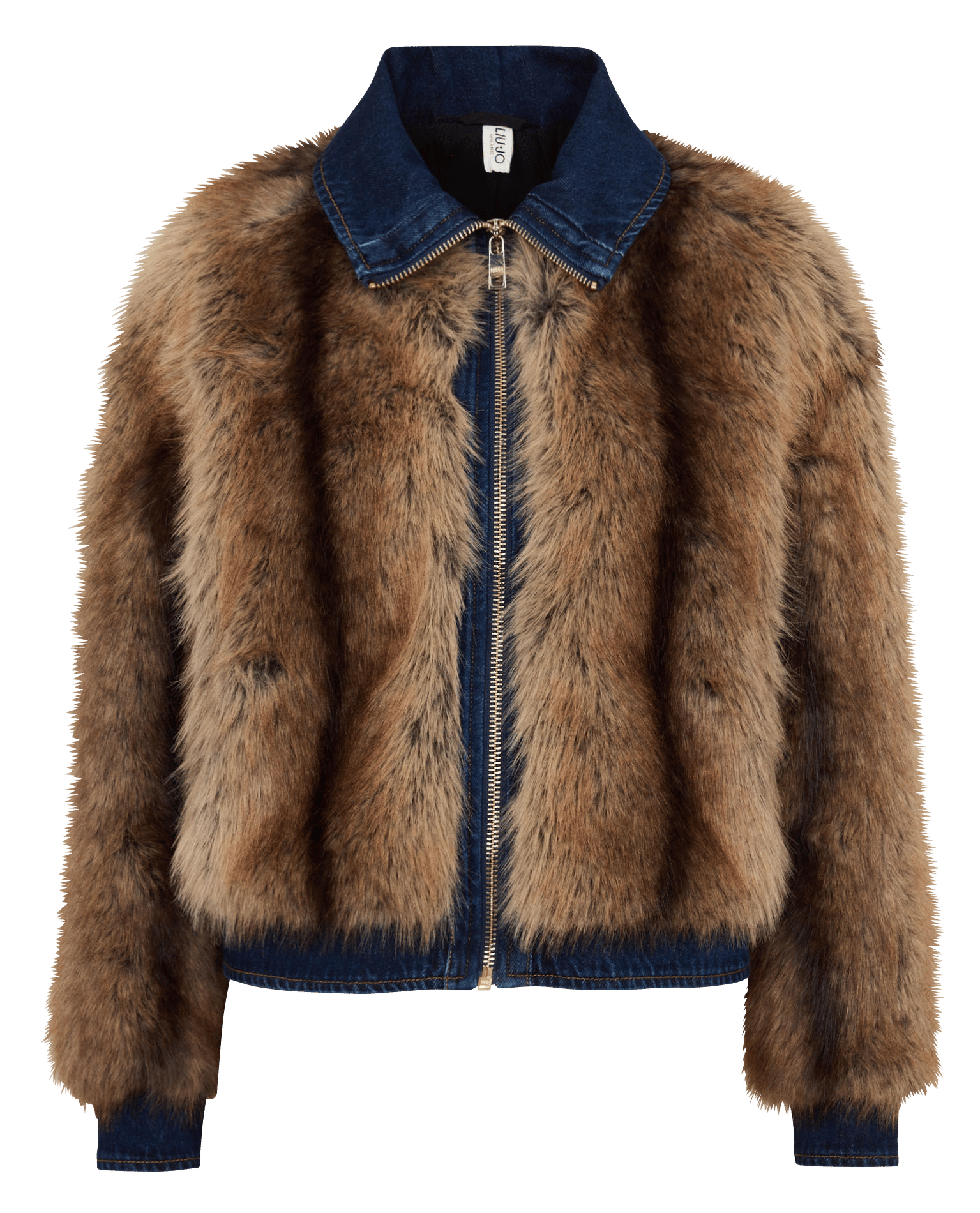 Veste droite en fourrure synthétique LIU JO Marron