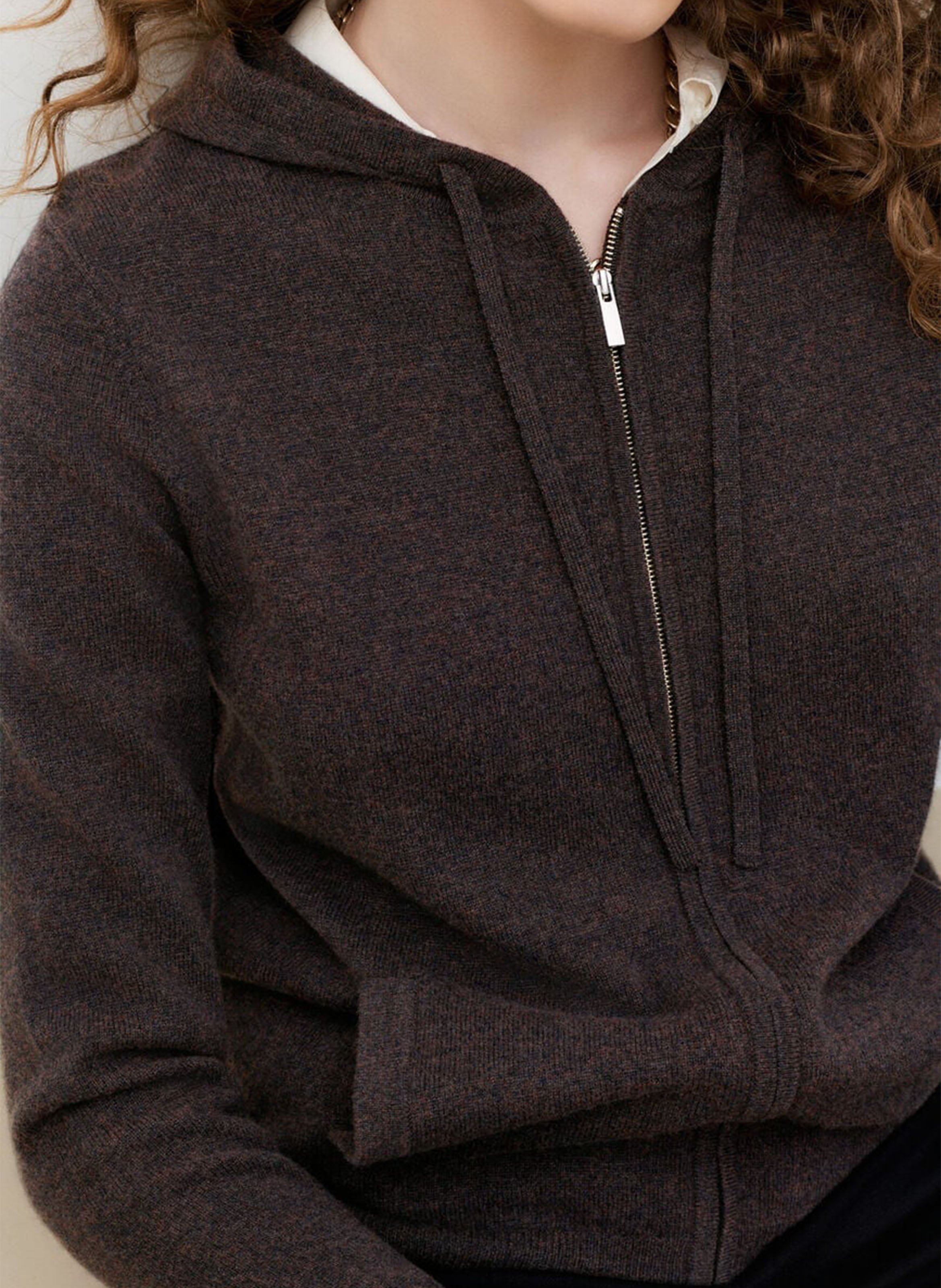Sweat à capuche en laine et en cachemire mélangés | Marron CAROLL Femme