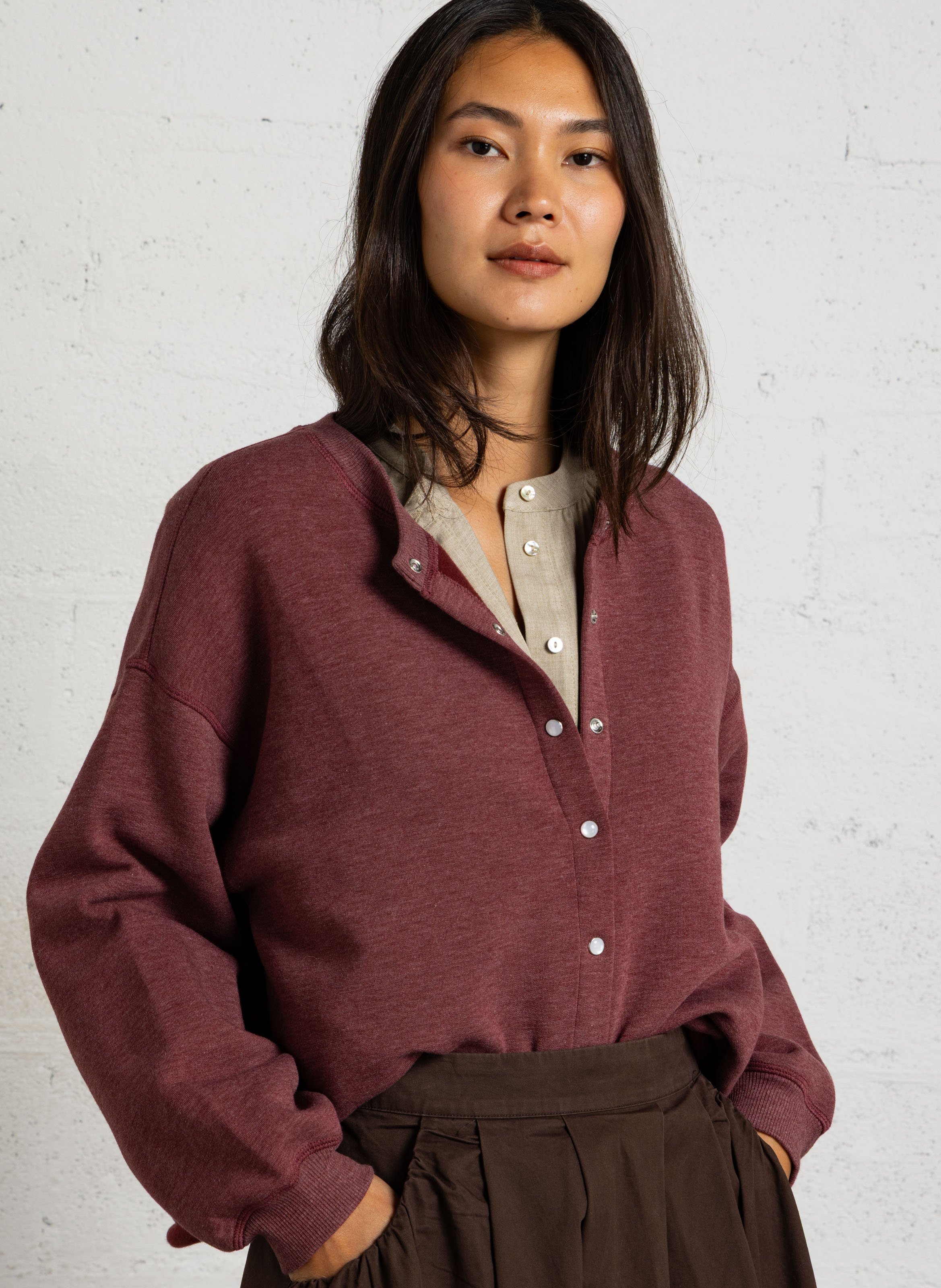 Strickjacke aus Baumwoll-Mix mit Rundhalsausschnitt HOD PARIS Rot