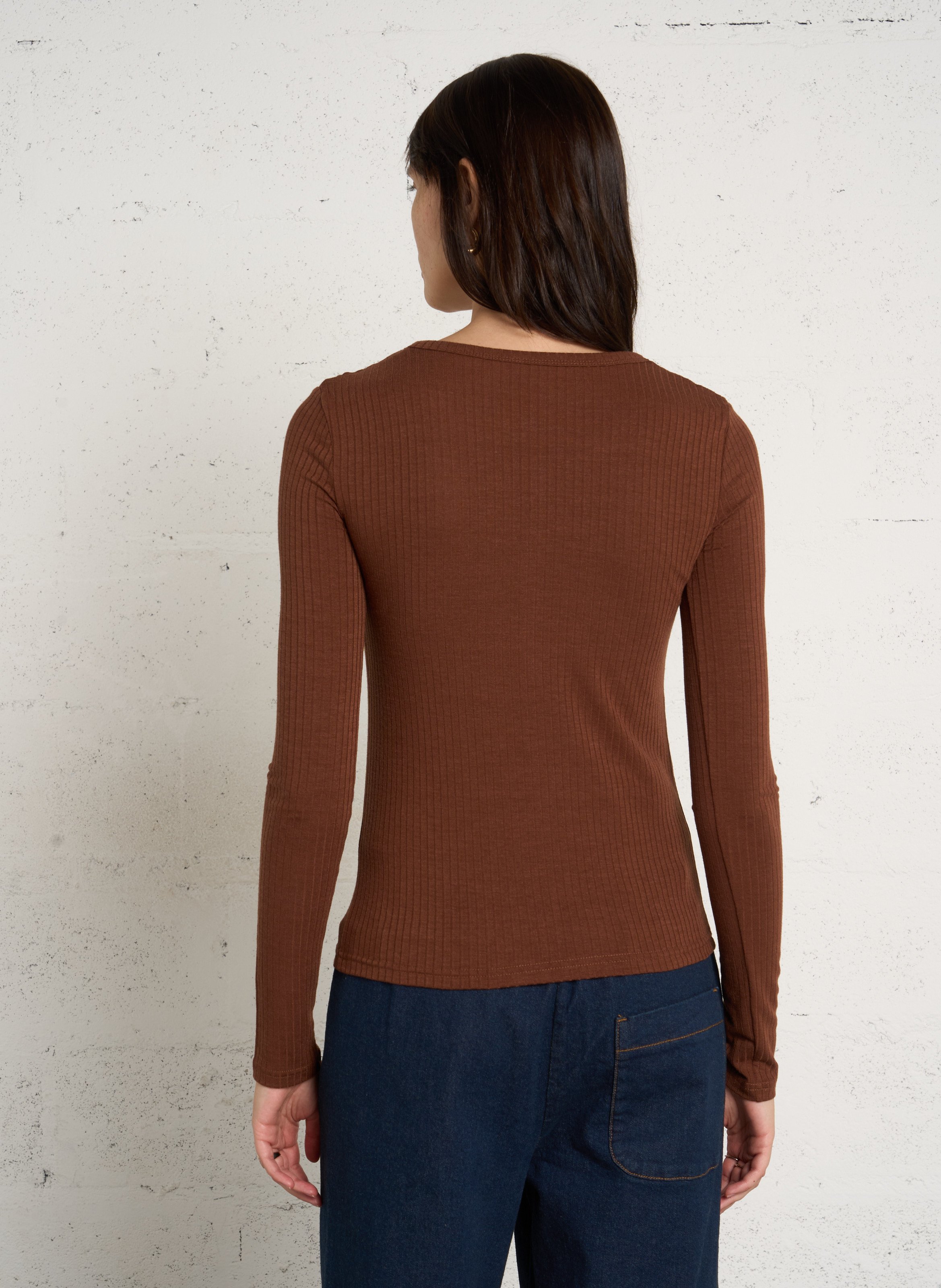 Gilet double encolure à manches longues HOD PARIS Marron