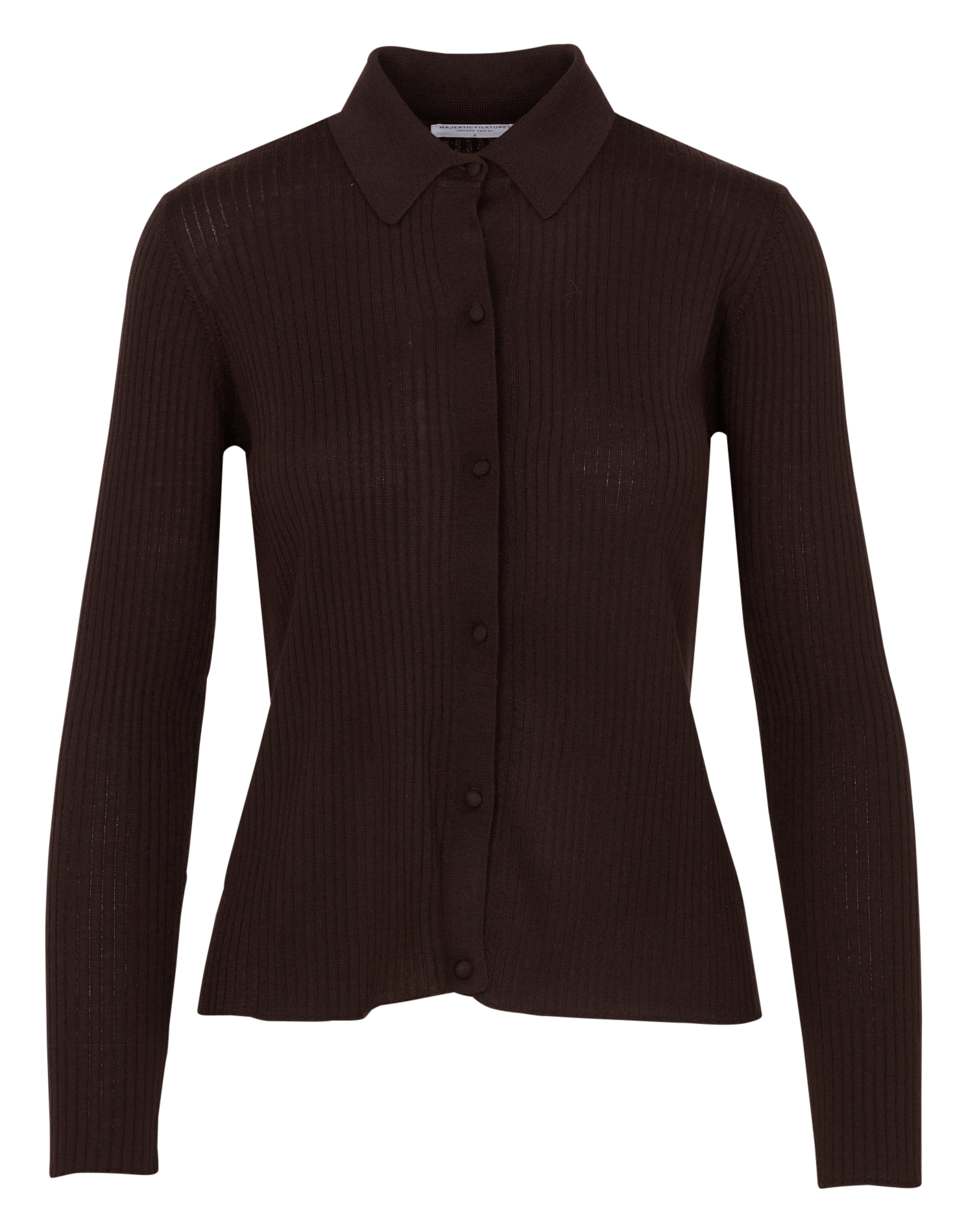 Wollen vest met klassieke kraag MAJESTIC FILATURES Bruin