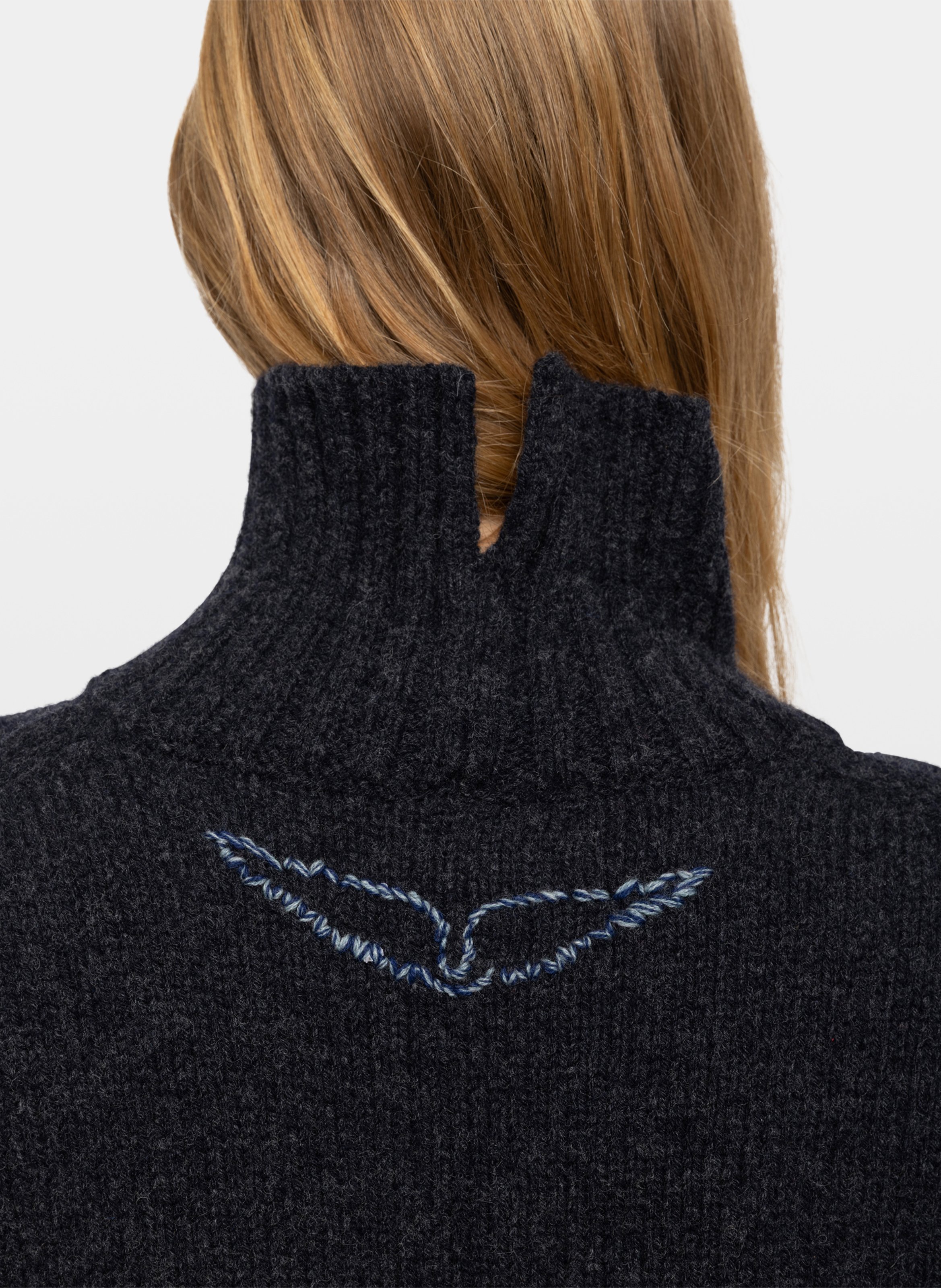 Weiter Pullover aus Wolle und Kaschmir mit Stehkragen ZADIG&VOLTAIRE Grau