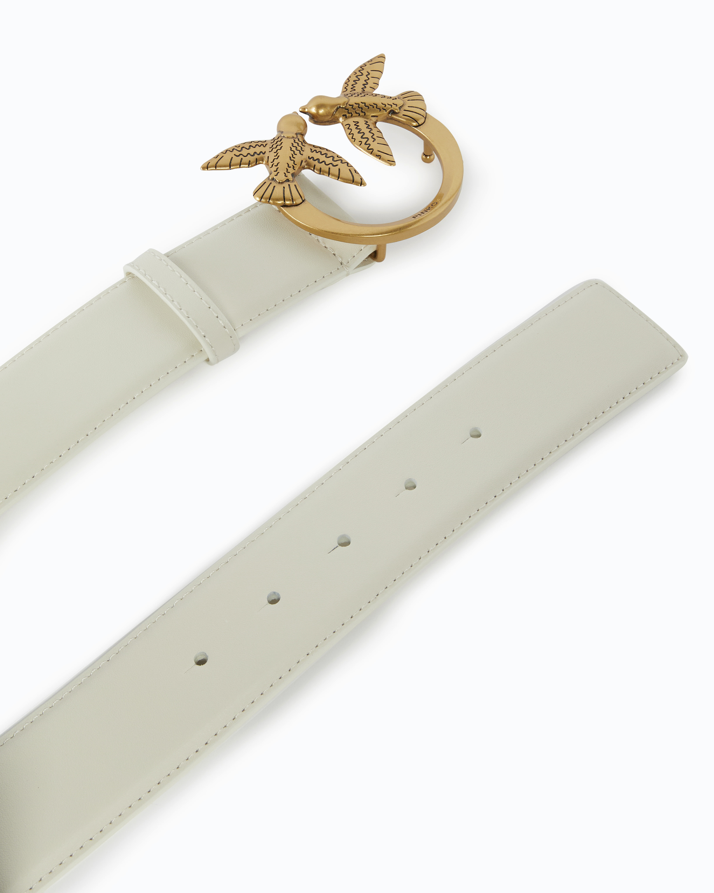 Ceinture large love birds en cuir 4cm PINKO Blanc