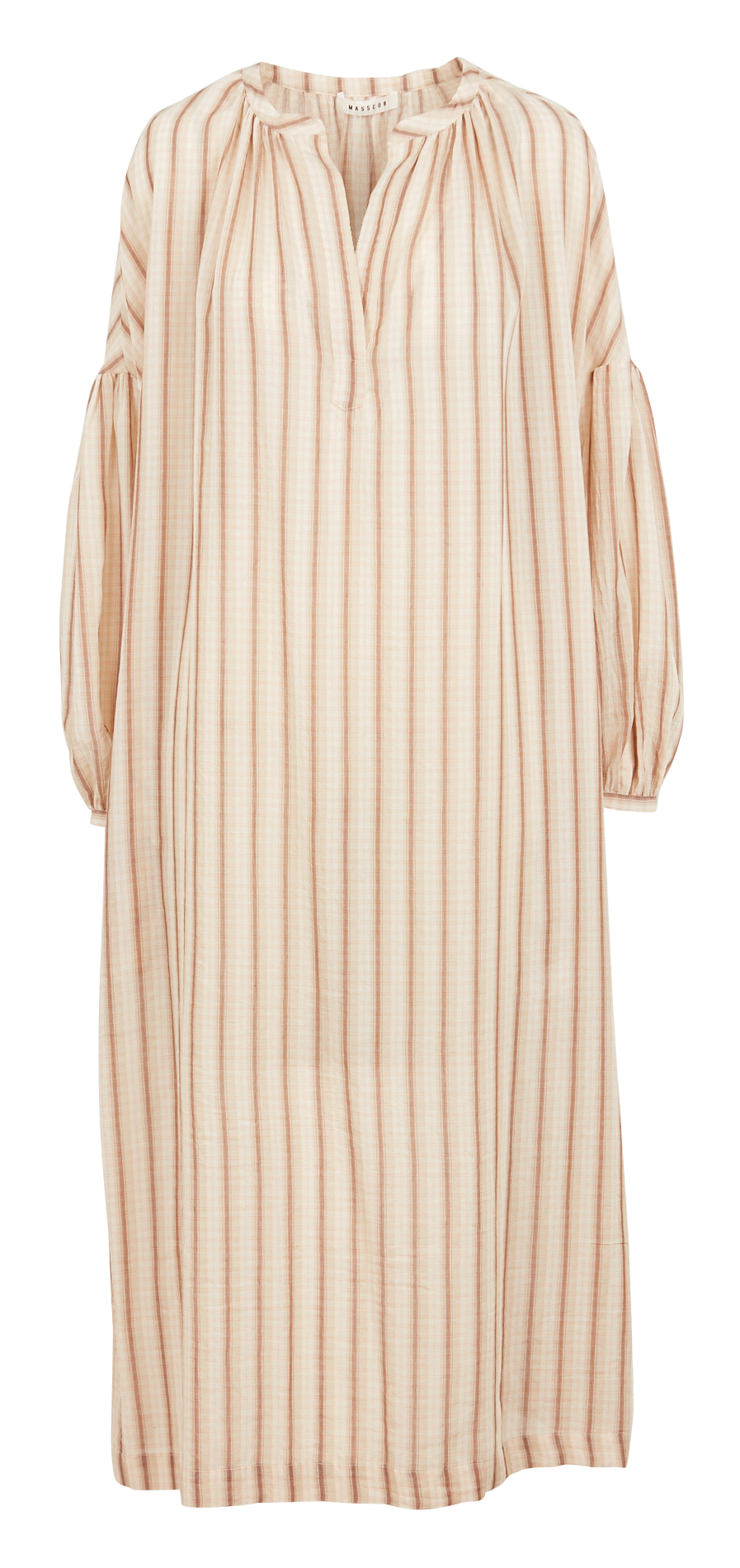 Robe midi col tunisien à rayures en coton  MASSCOB Multicolore