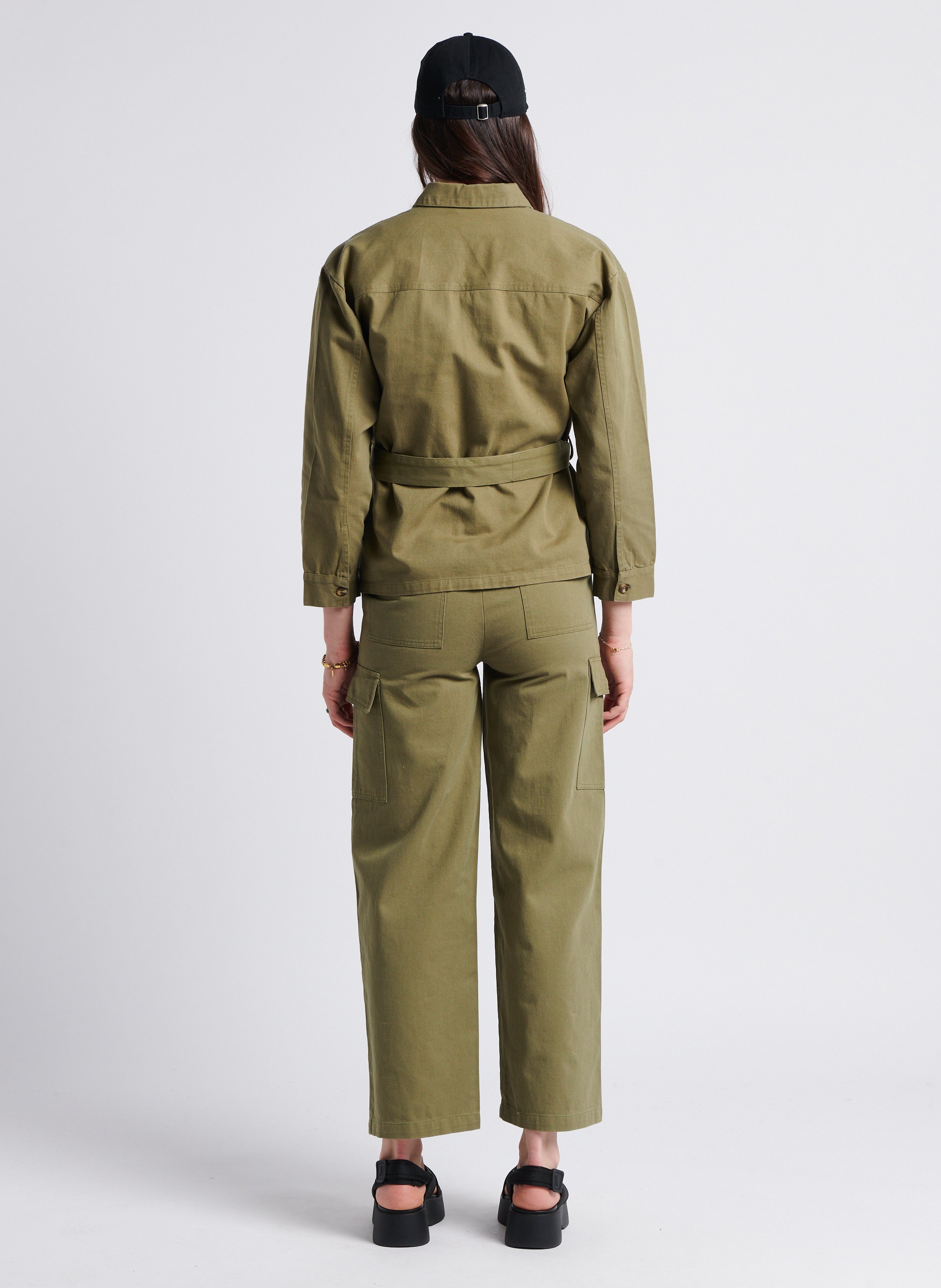 Veste en jean à col classique en twill de coton LA PETITE ETOILE Kaki