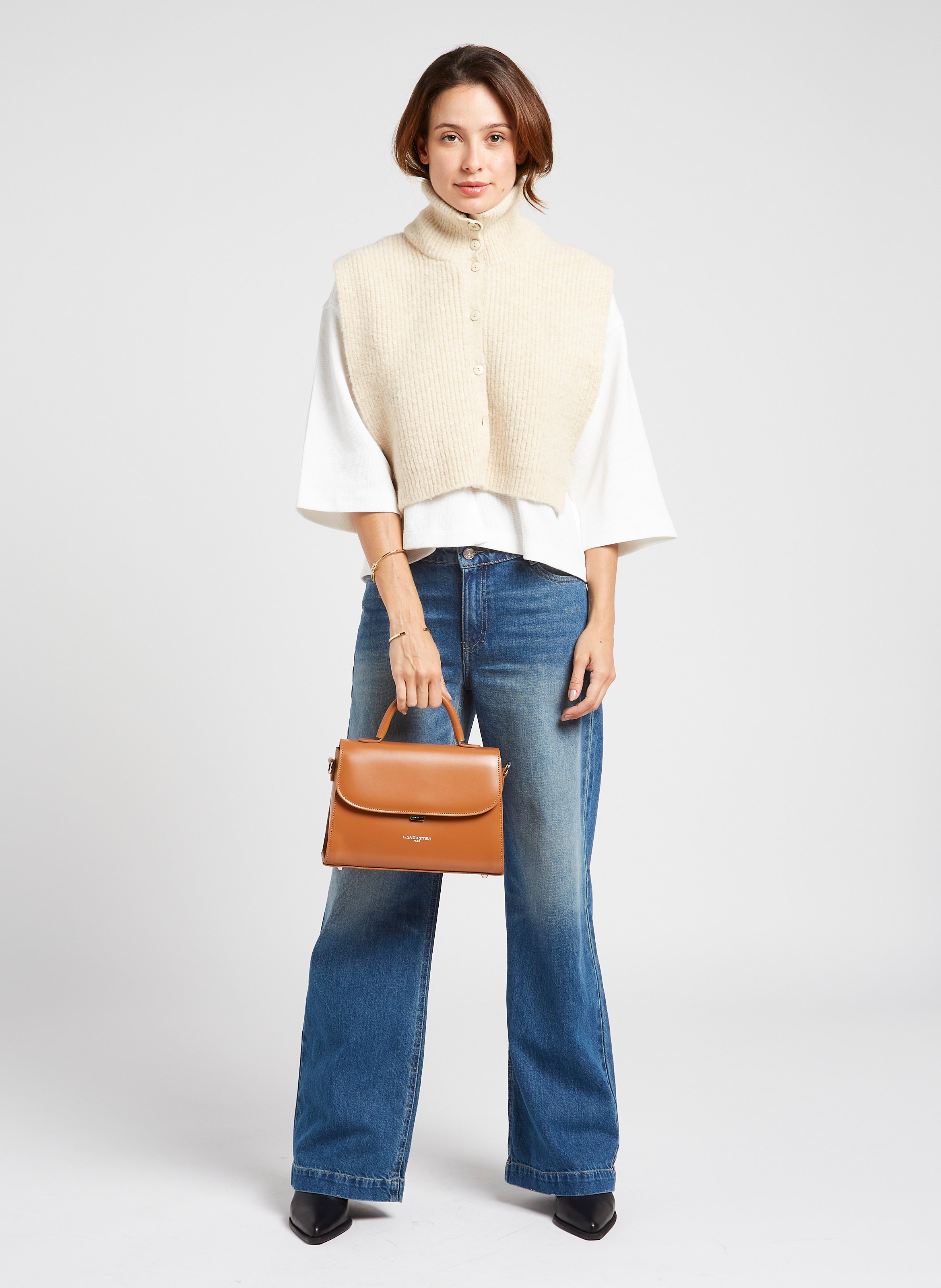 Umhängetasche aus glattem Leder Braun