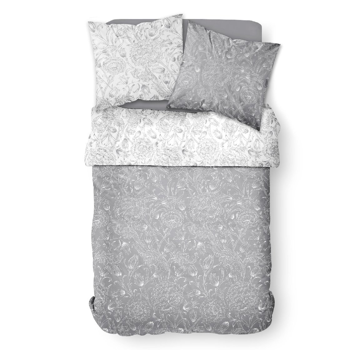 Printed cotton bedding set TODAY LINGE DE MAISON Grey