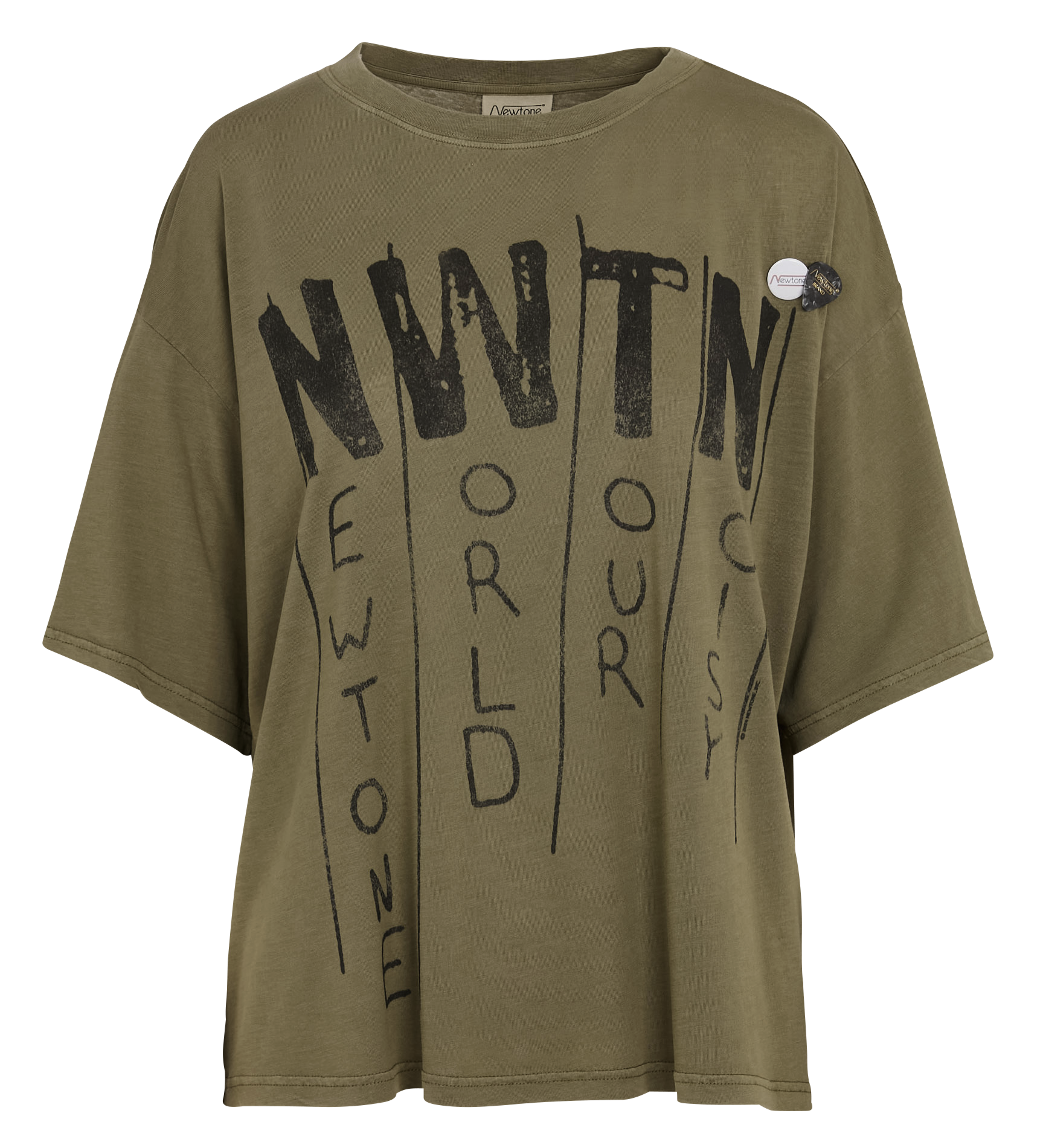 Einfarbiges Langarm-Top mit Rundhalsausschnitt Khaki