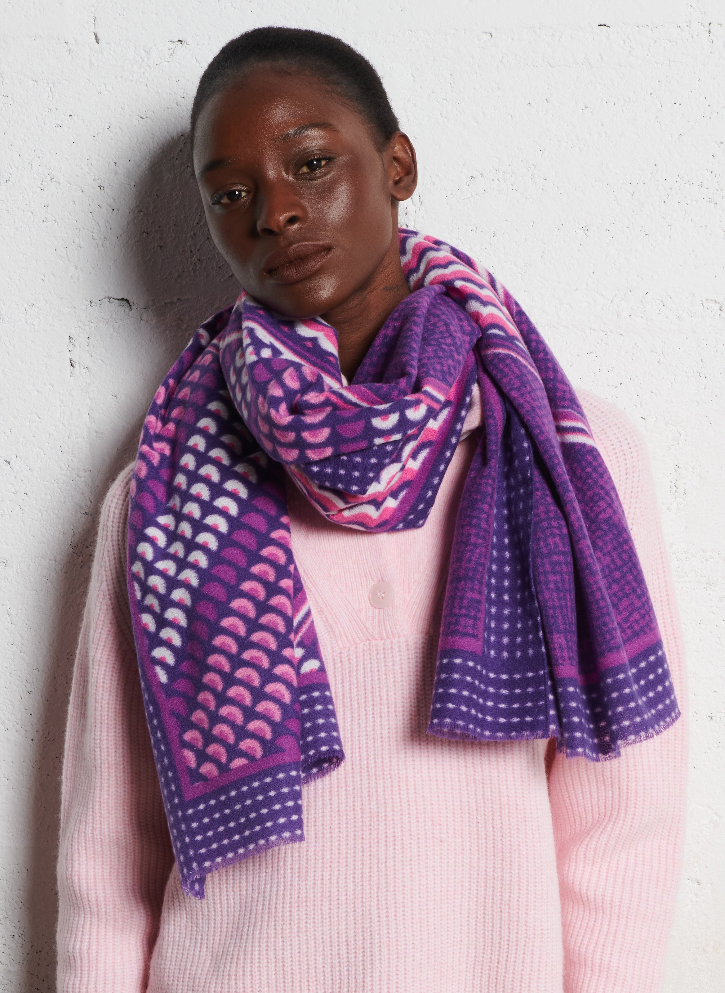 Printed scarf ONE STEP Purple