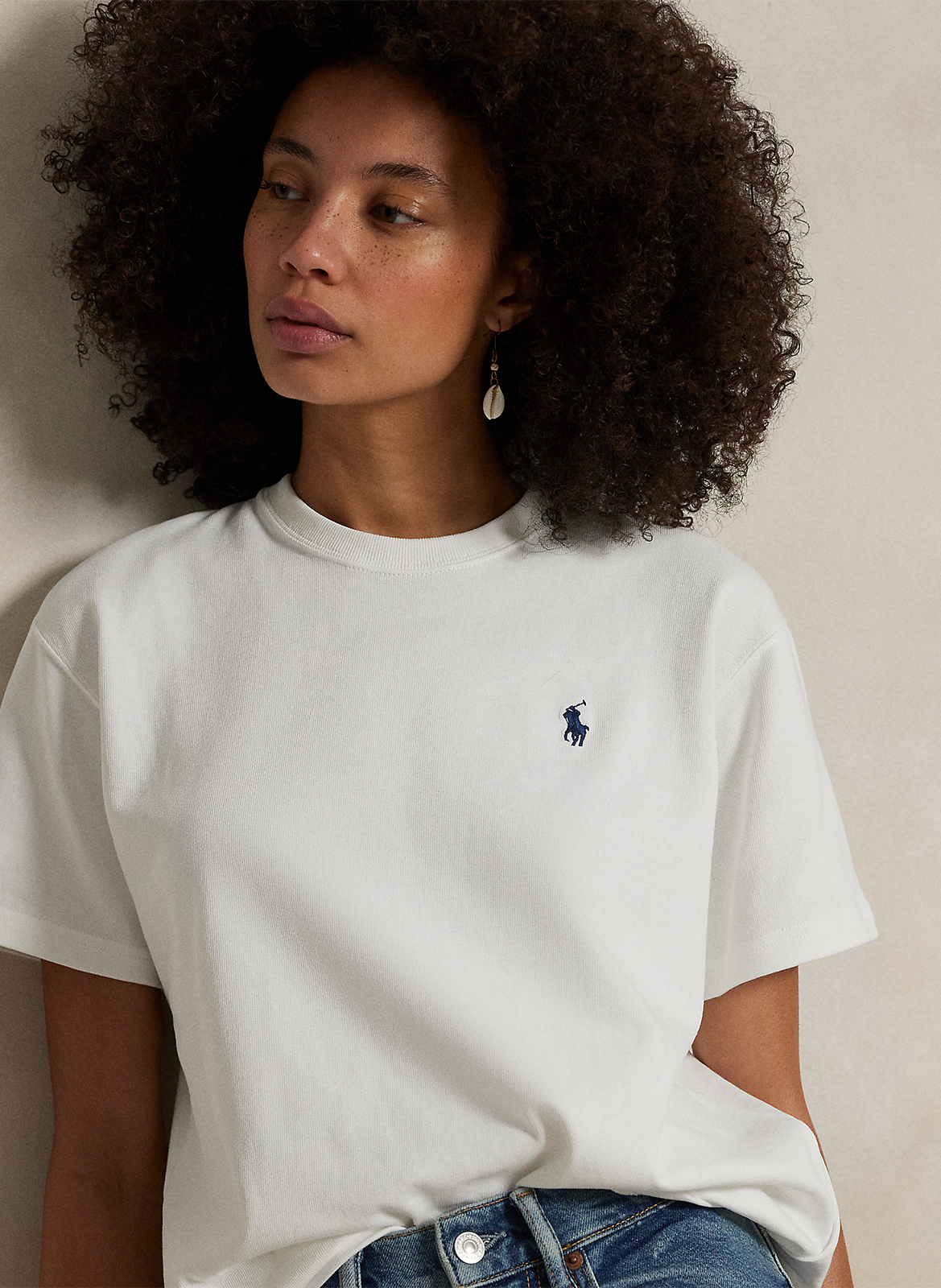 Tee-shirt col rond en coton POLO RALPH LAUREN Blanc