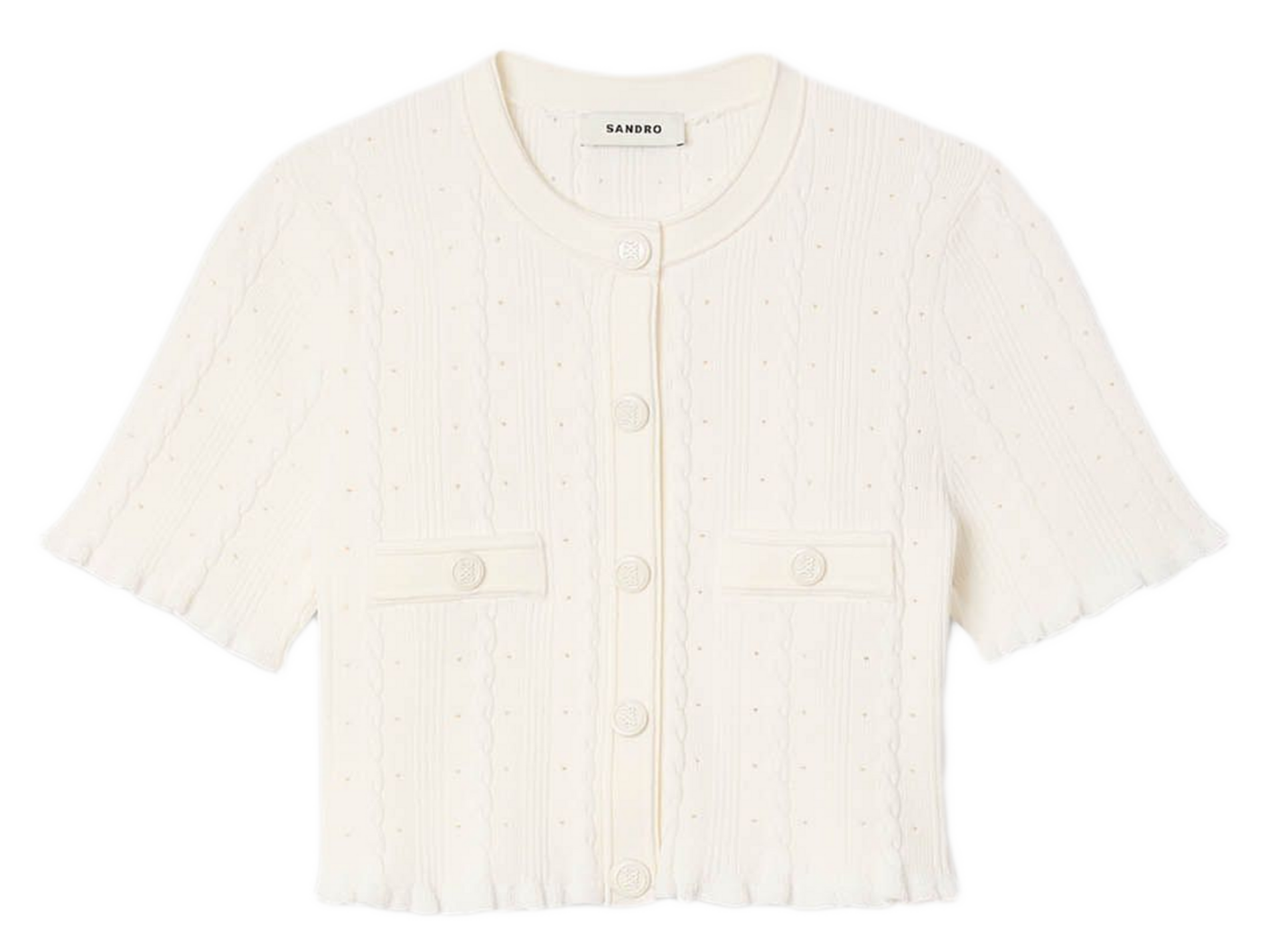 Gilet col rond  SANDRO Blanc