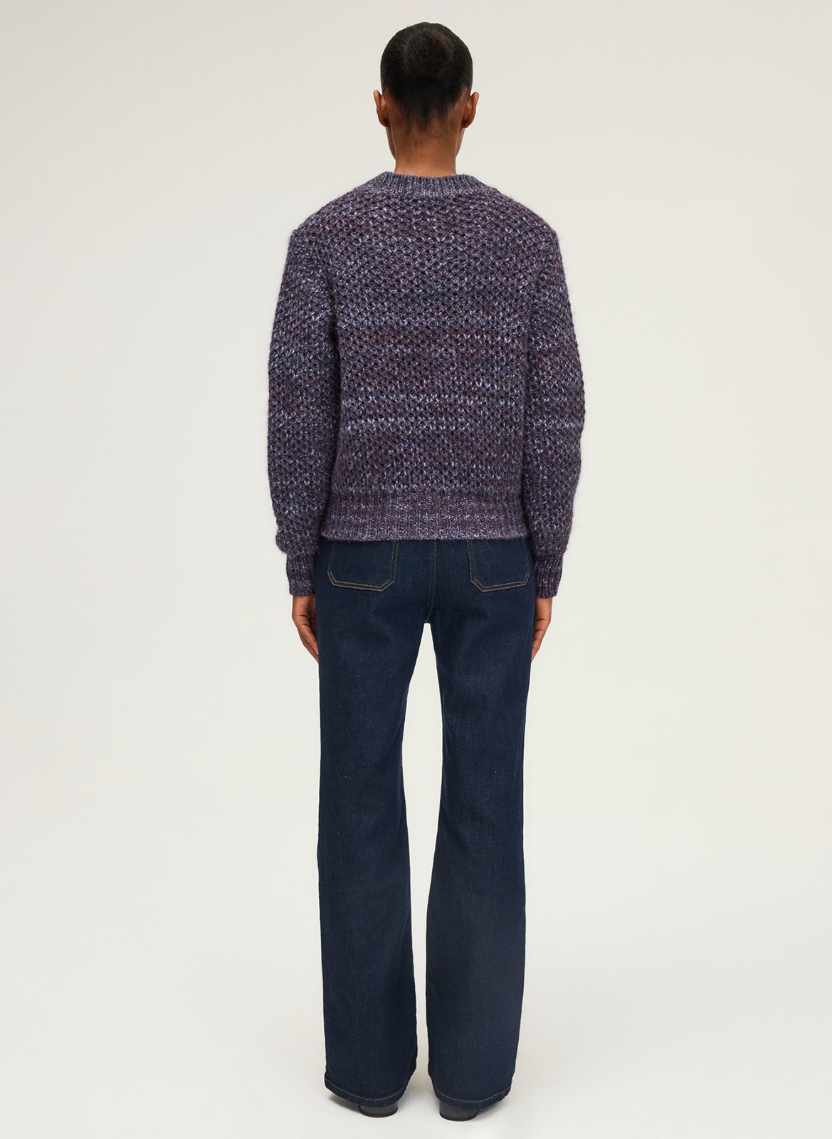 Rib-knit straight sweater Purple