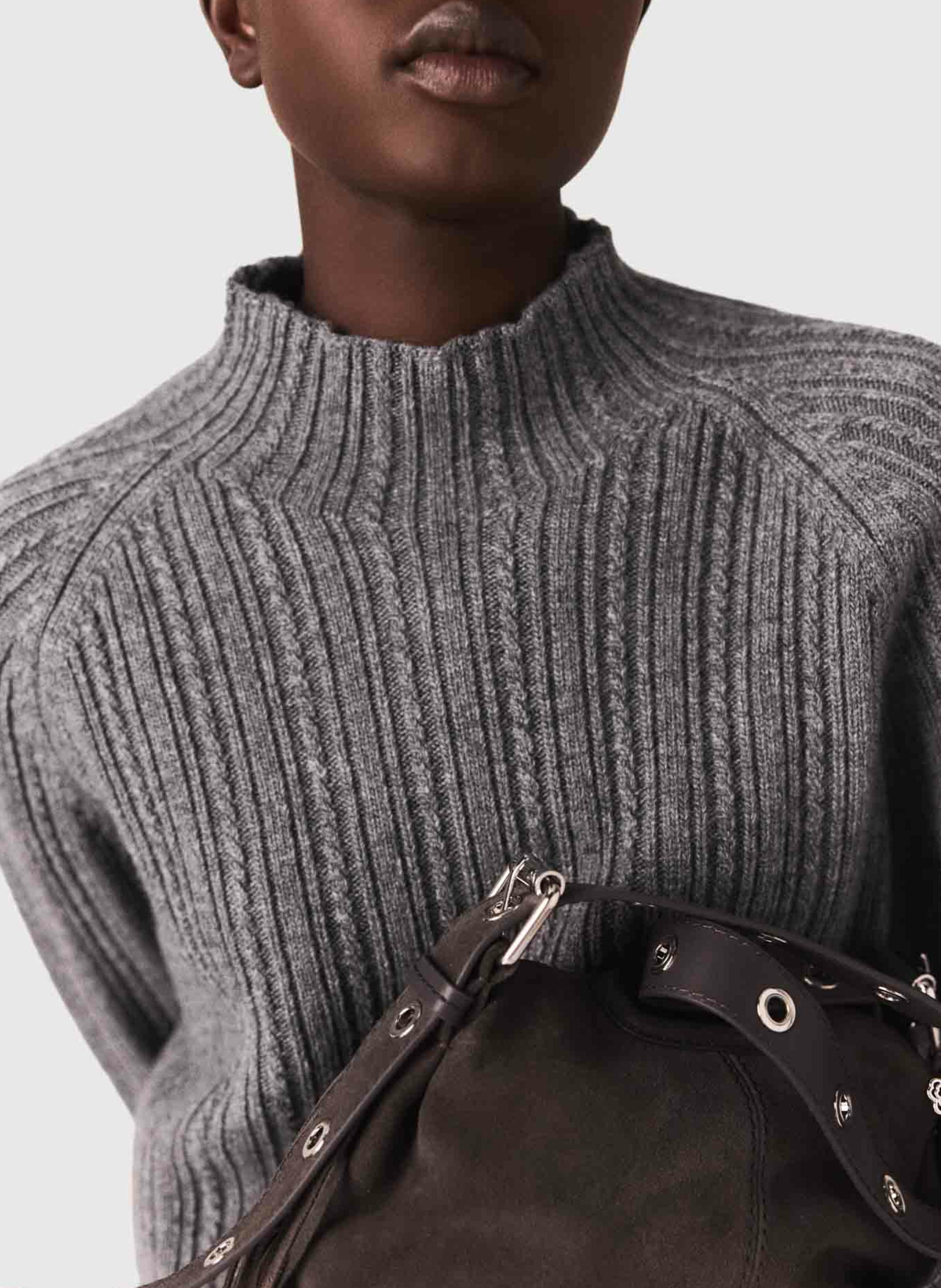 Robe courte col rond MAJE Gris