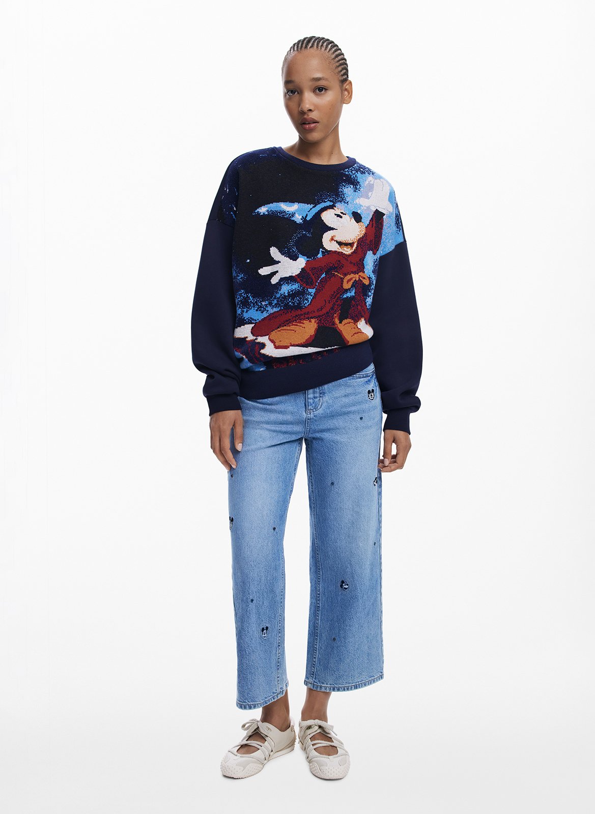 Sweat col rond en coton mélangé DESIGUAL Bleu