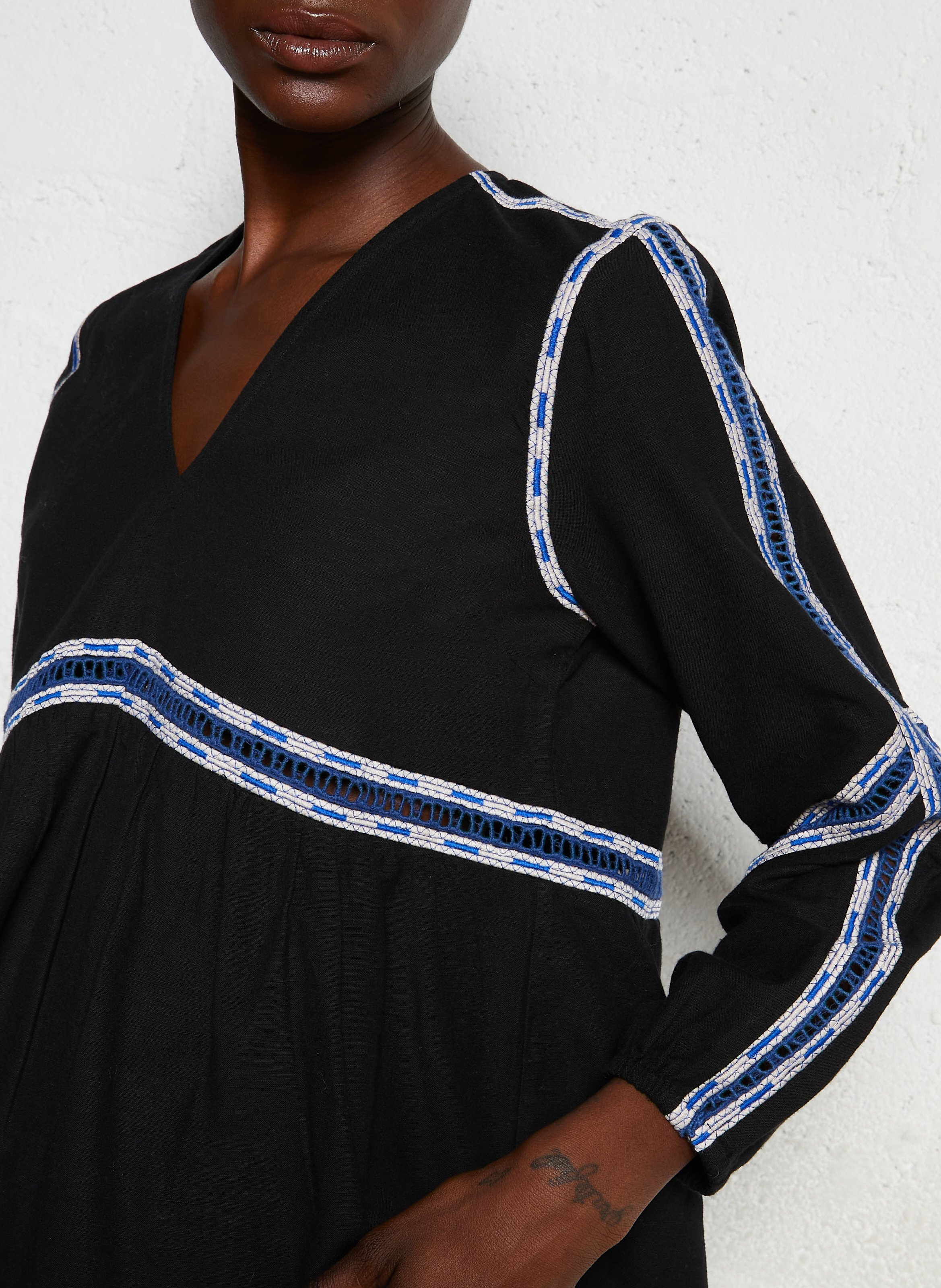 Blouse évasée col V  LEON & HARPER Noir