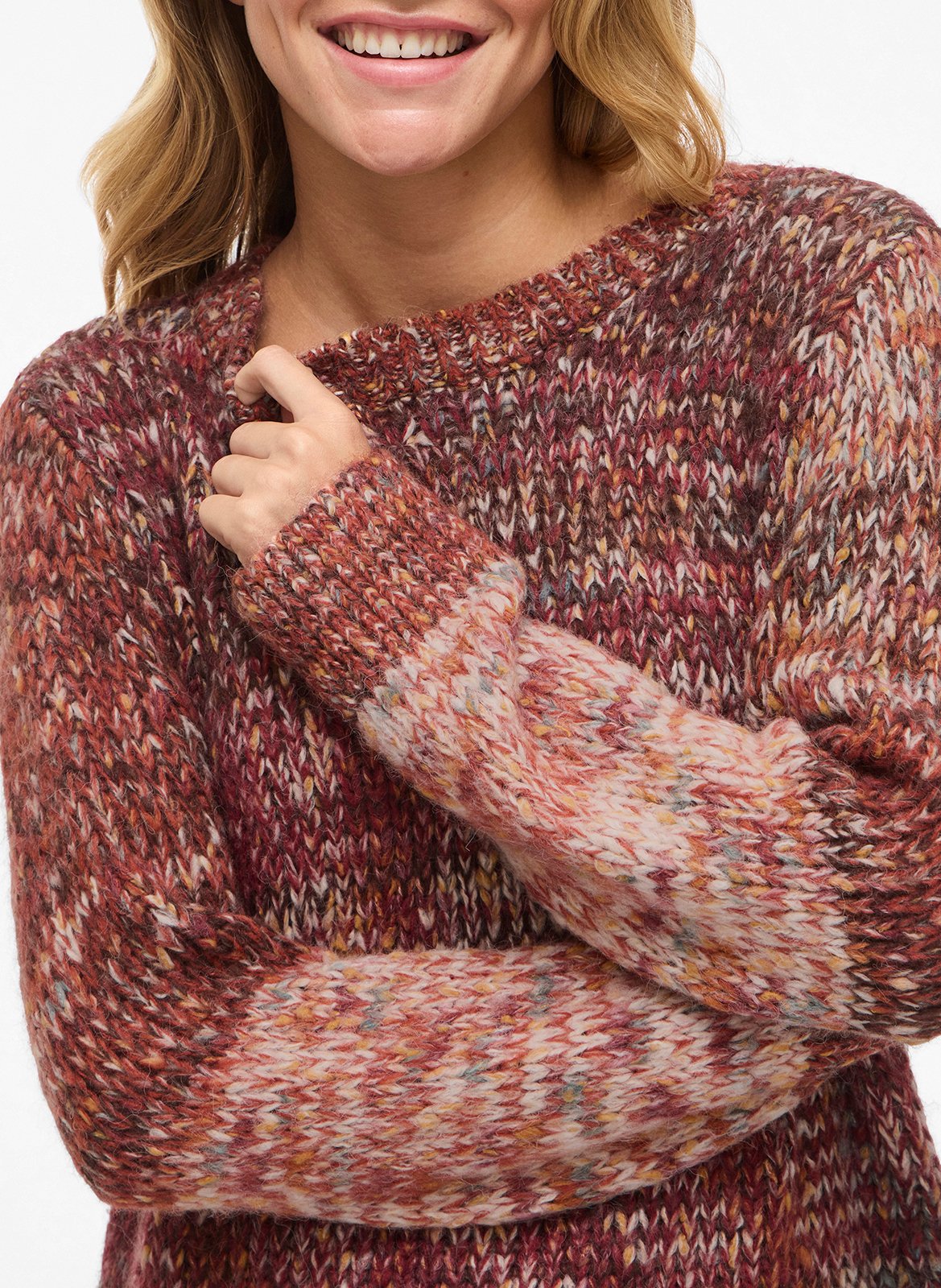 Pull droit col rond en maille VILA Prune