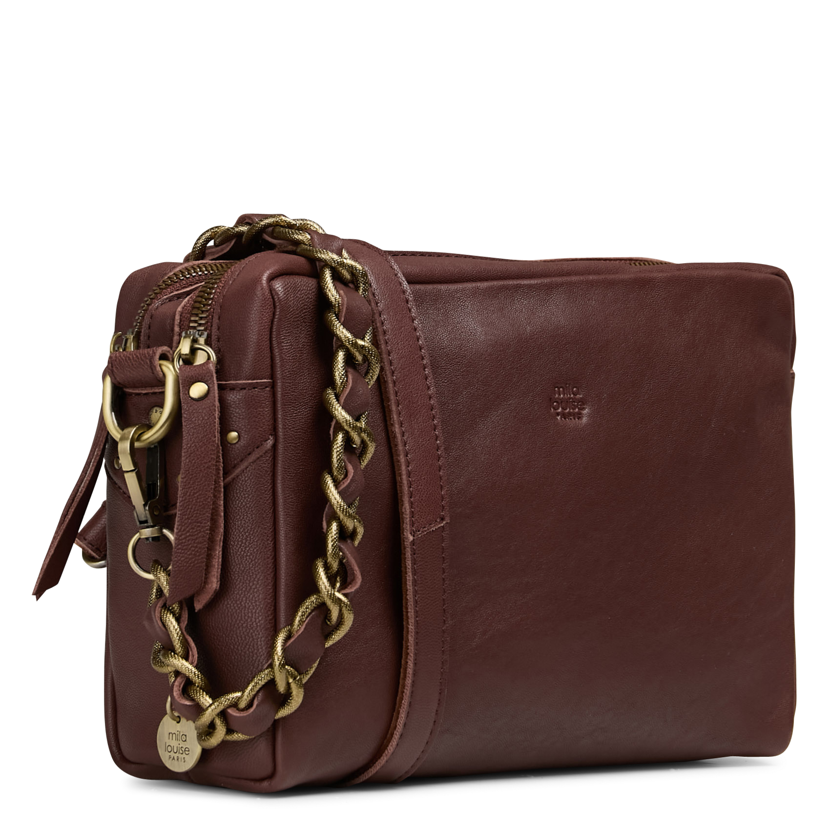 Leren clutch MILA LOUISE Bruin