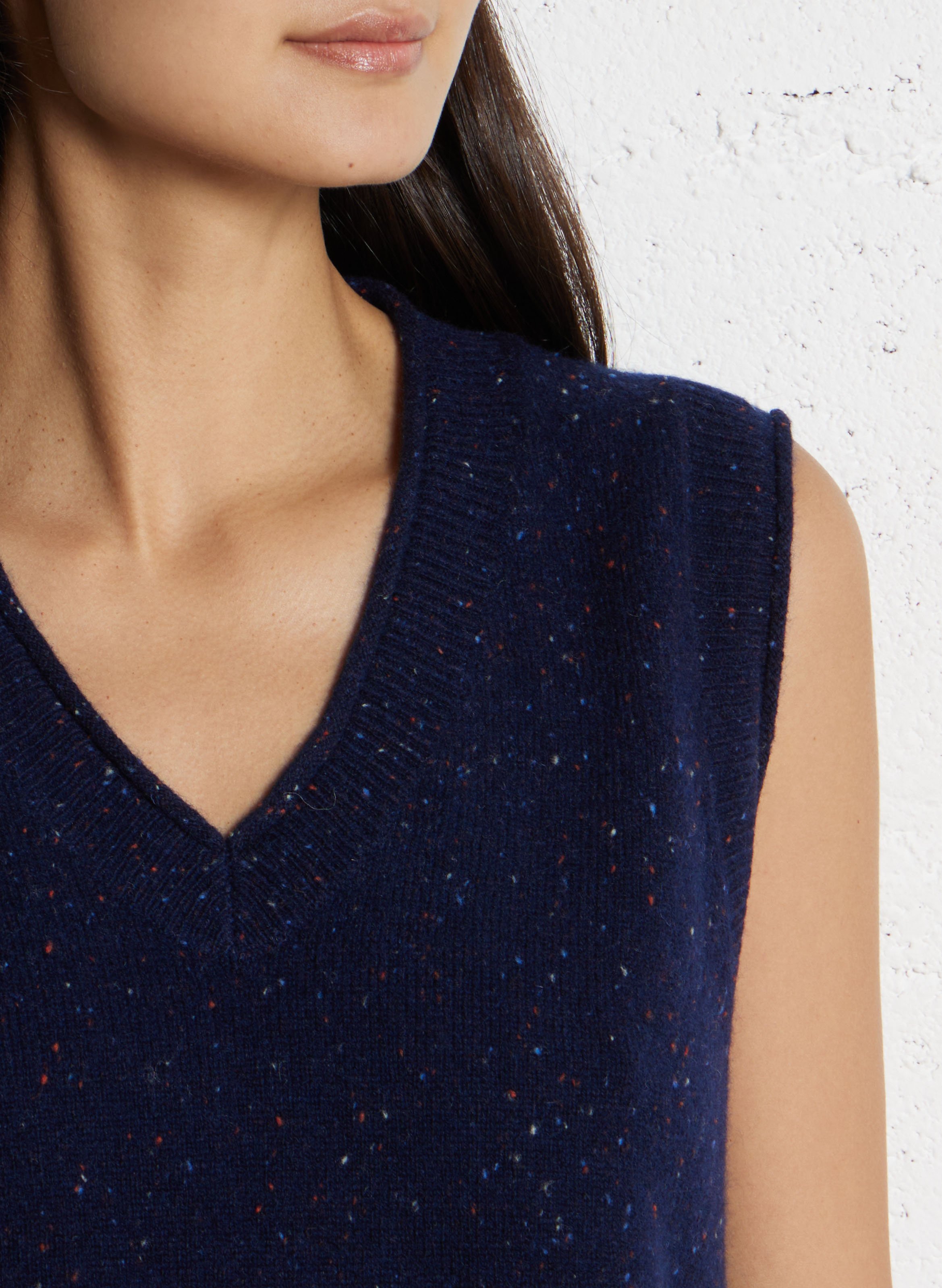 Pull col V sans manches en laine MAISON 123 Bleu