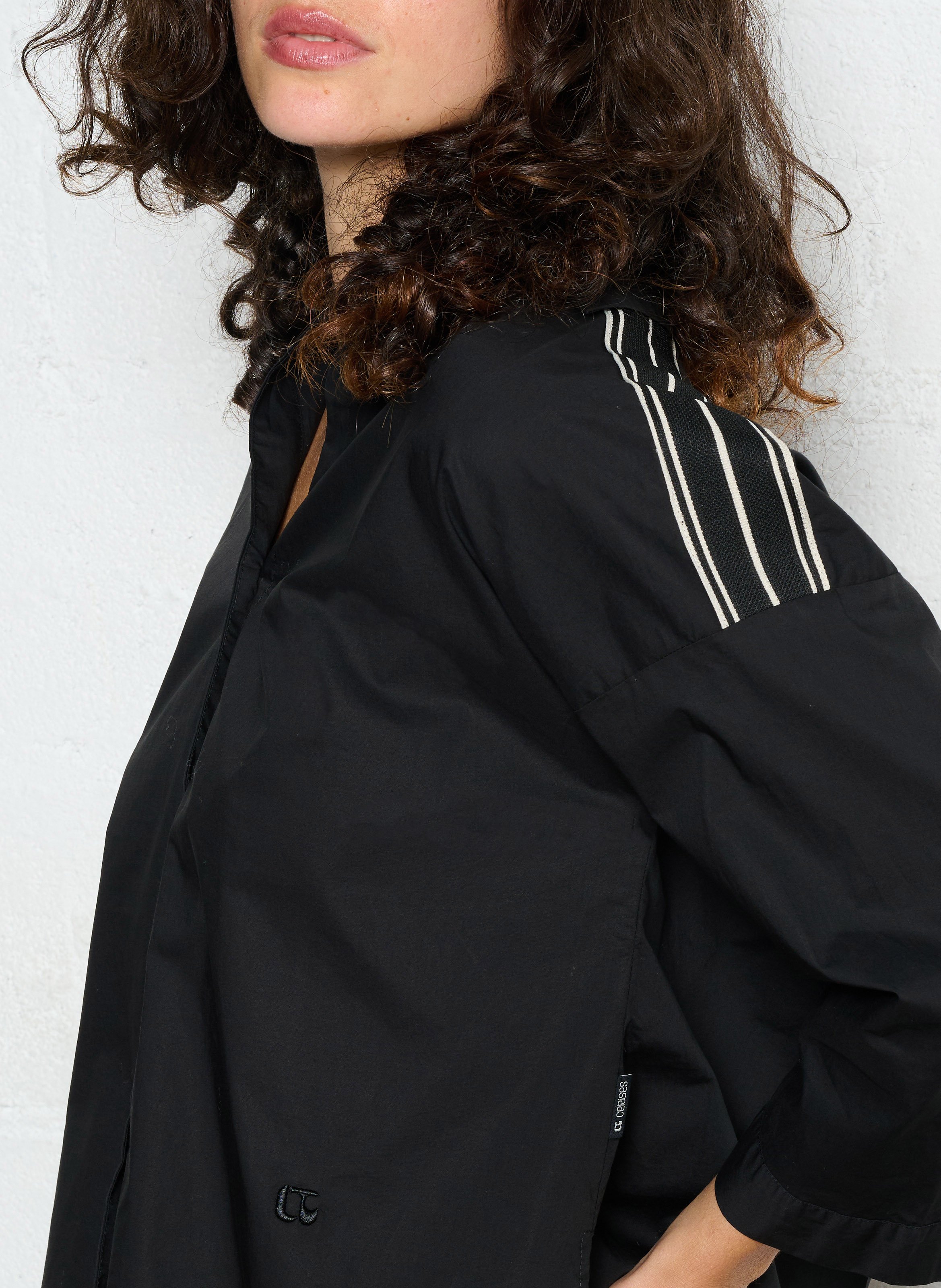 Chemise ample col V à bandes rayées LE TEMPS DES CERISES Noir