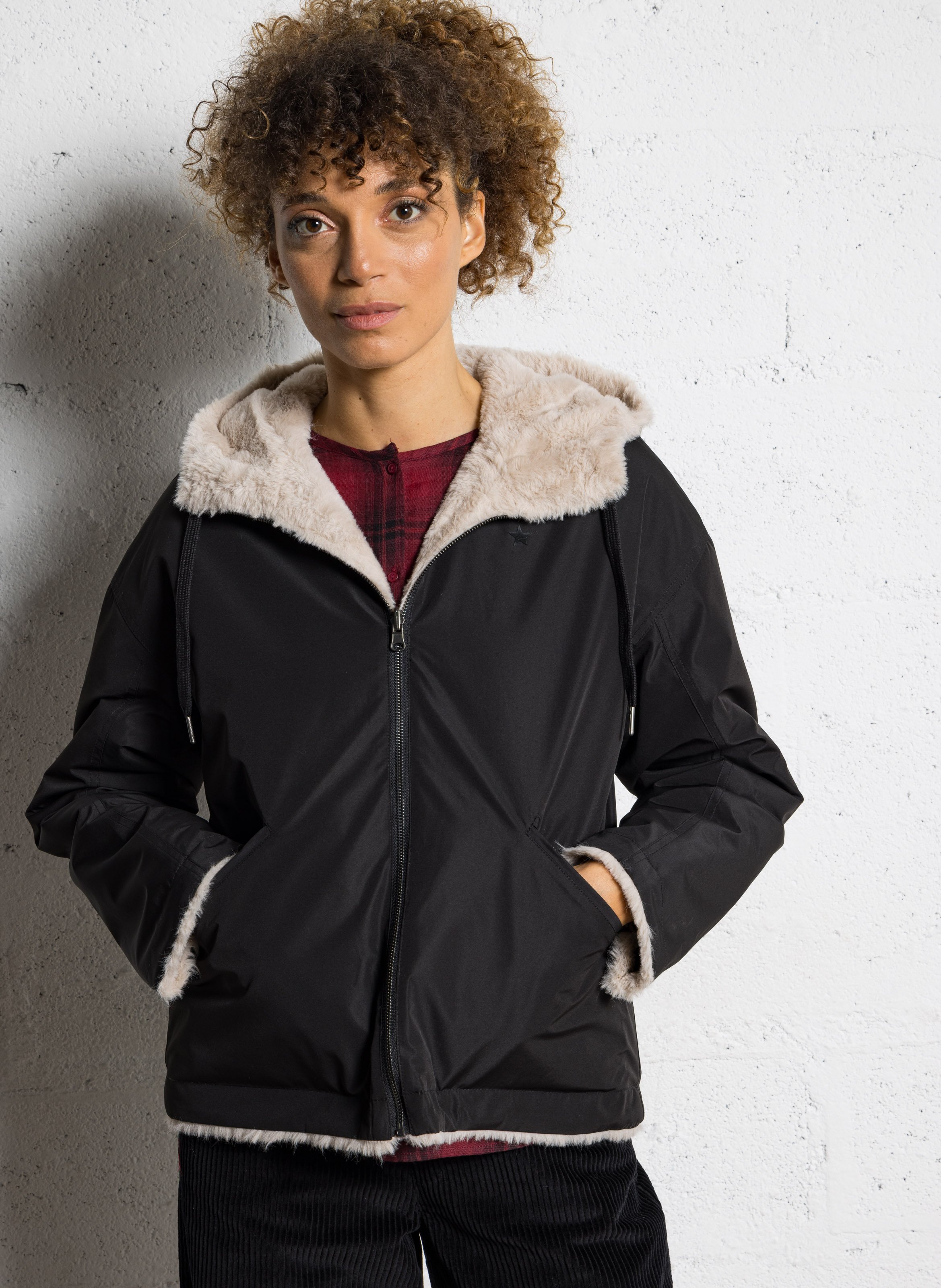 Parka courte réversible SUD EXPRESS Noir