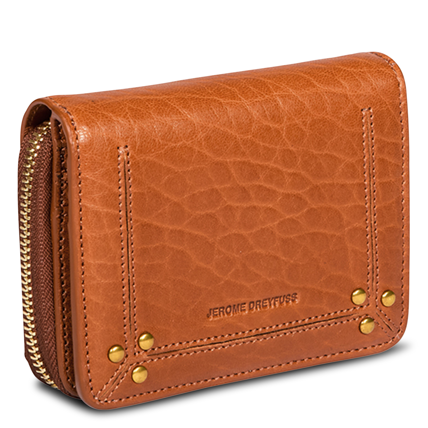 Portefeuille zippé en cuir JEROME DREYFUSS Marron