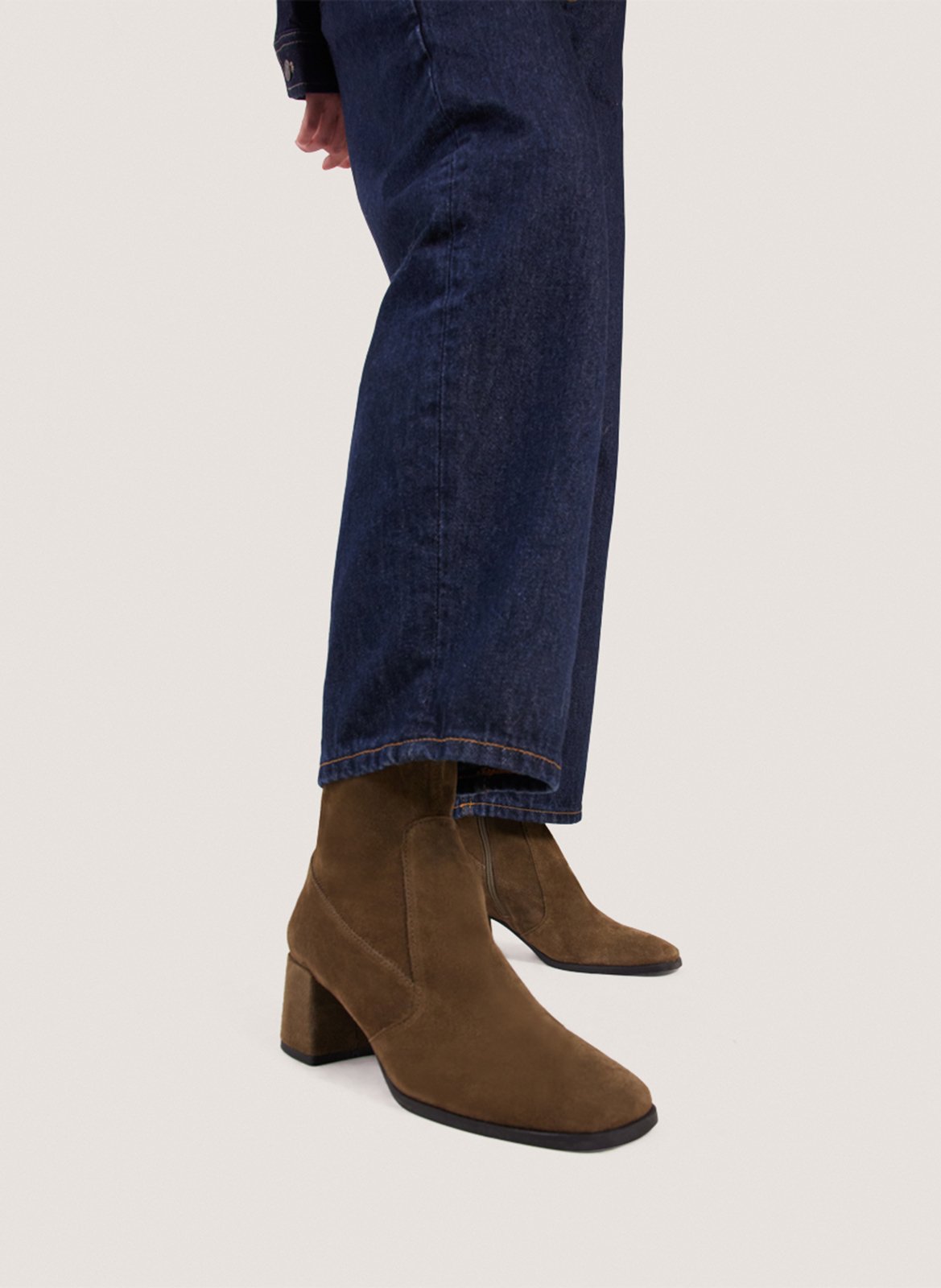 Heeled suede leather mid-calf boots JONAK Khaki