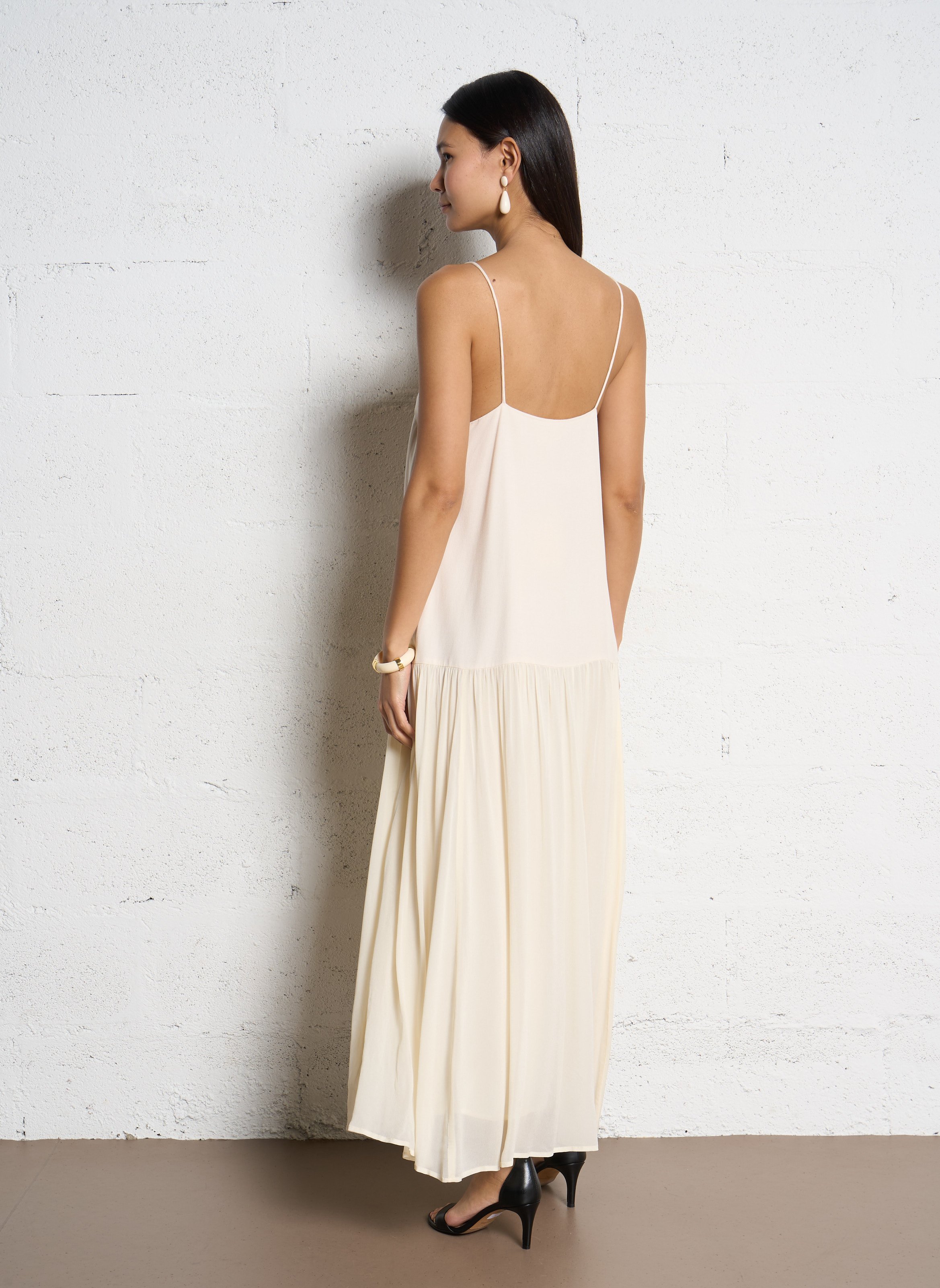 Robe longue col V SUNCOO Blanc