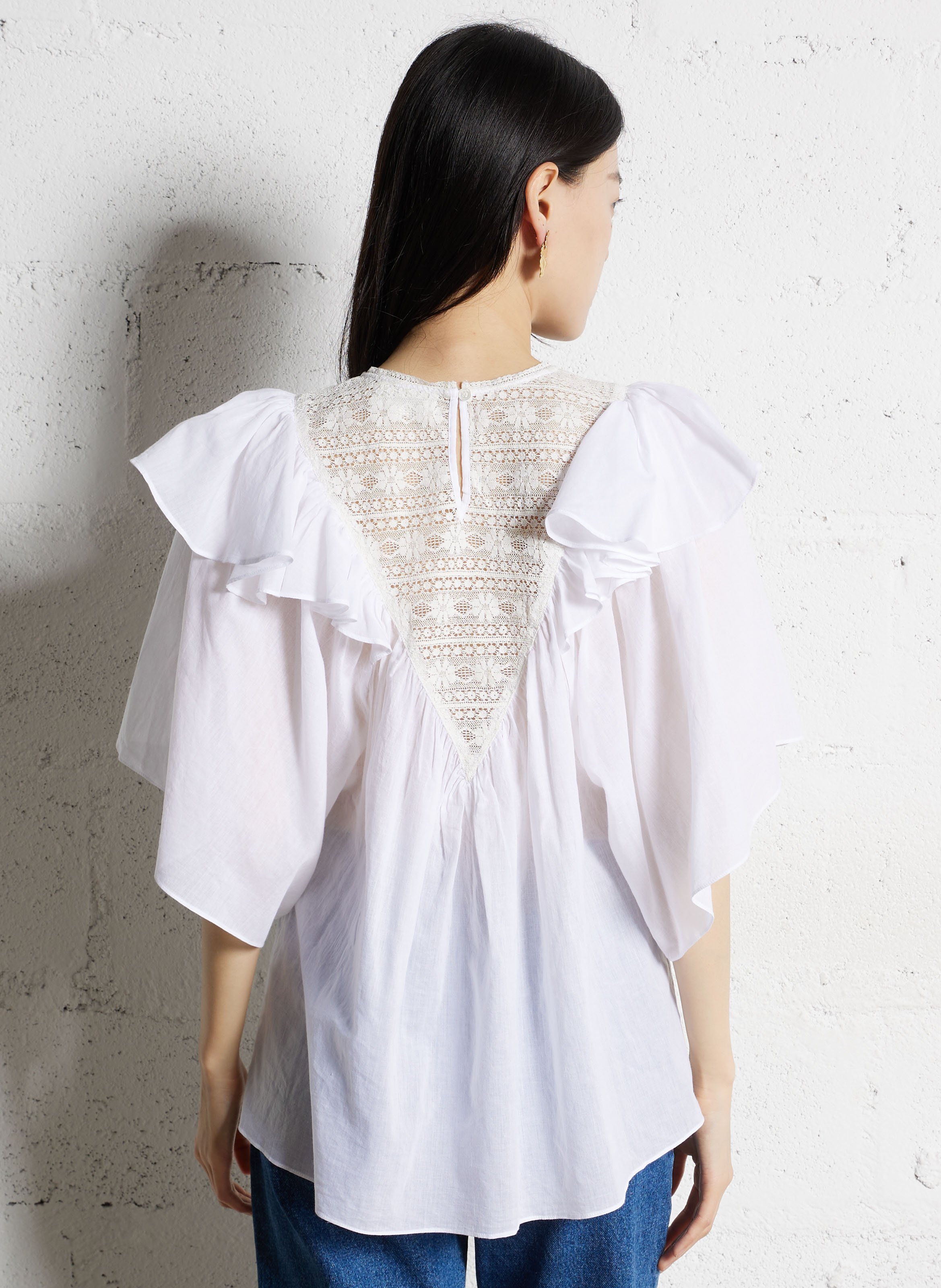 Blusa scollo tondo in cotone ANTIK BATIK Bianco