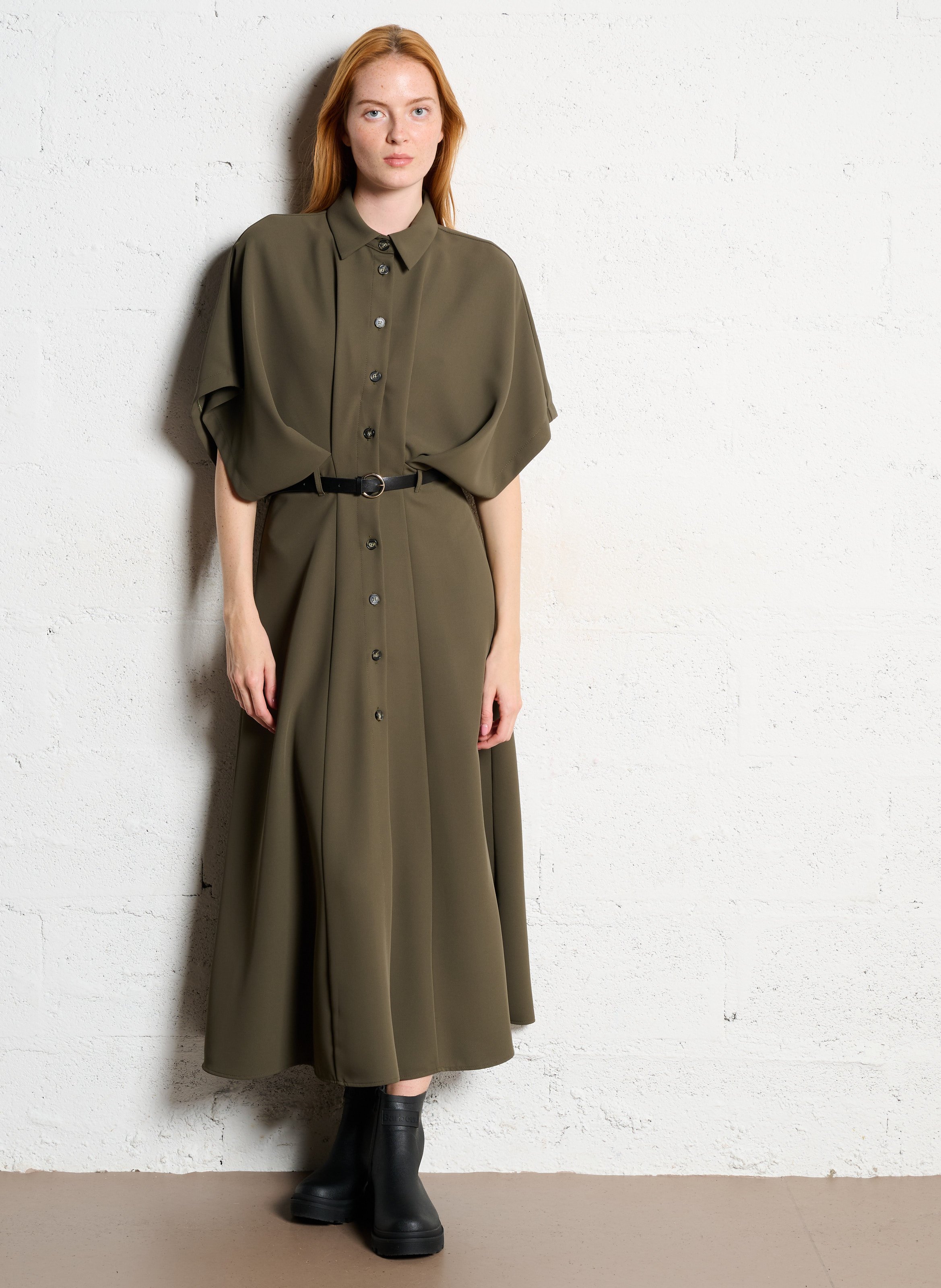 Robe longue col classique  IMPERIAL Kaki