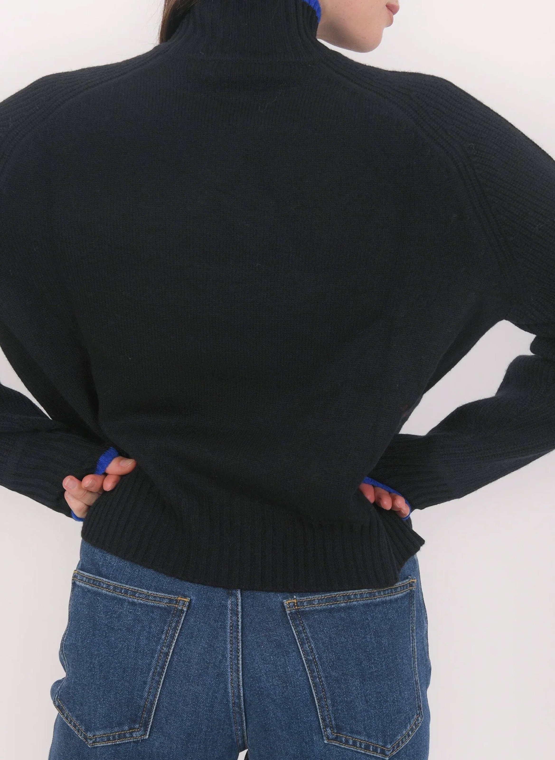 Pull oversize col montant en laine et cachemire KOOKAI Noir