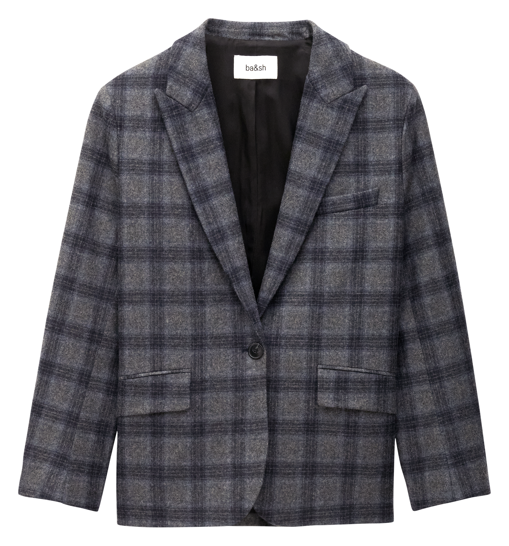 Veste tailleur droite en laine mélangée à carreaux BA&SH Bleu