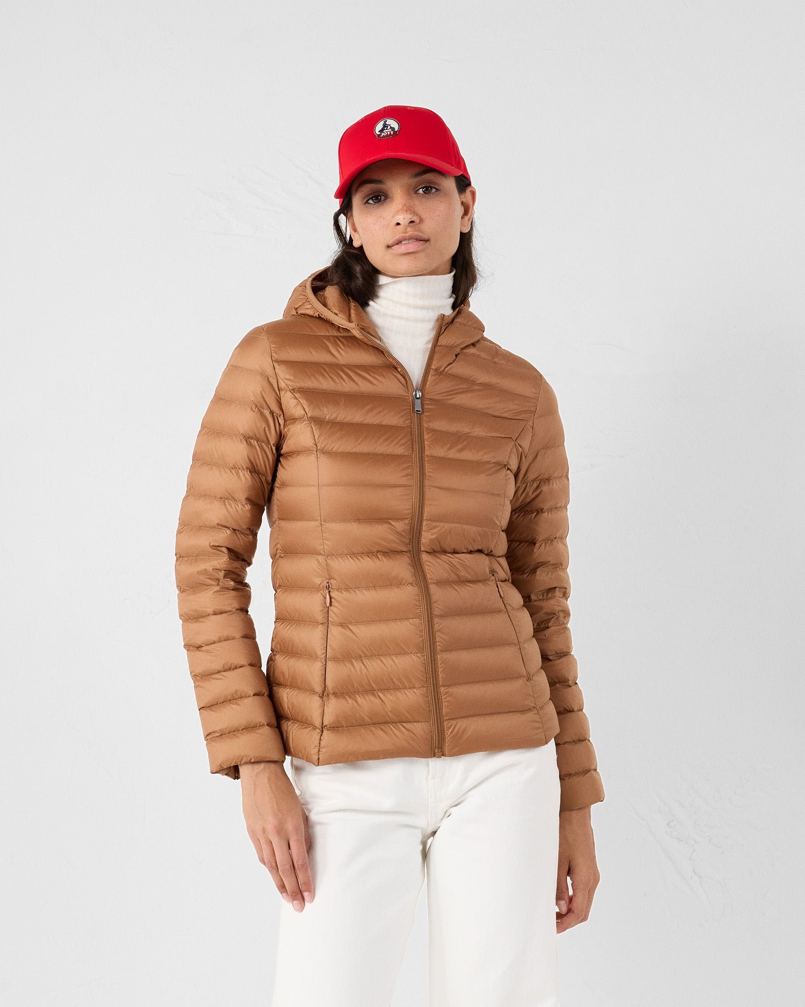 Lightweight hooded puffer jacket Cloe JOTT Brown