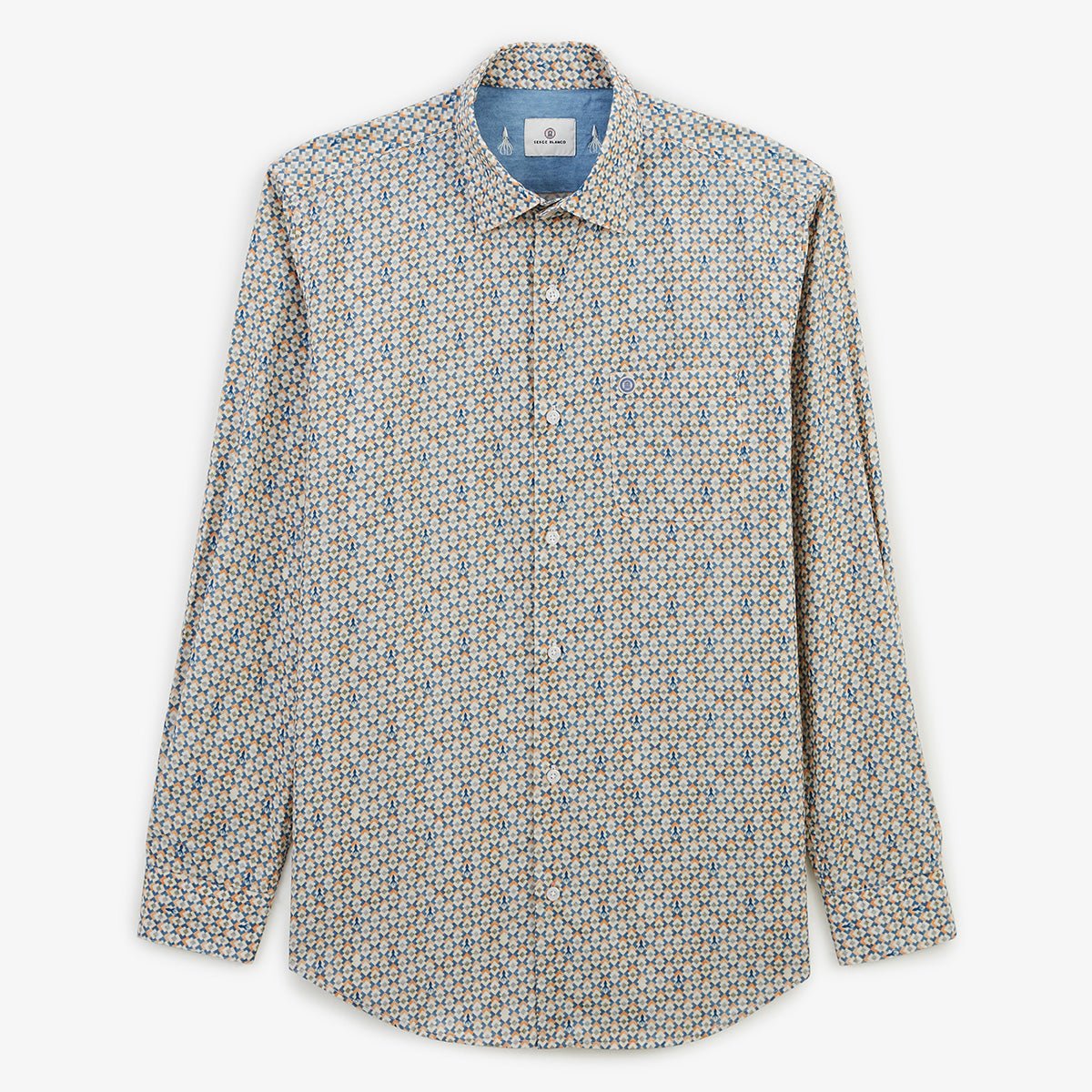 <p>Long-sleeved cotton shirt with diamond and octopus pattern</p> SERGE BLANCO Green