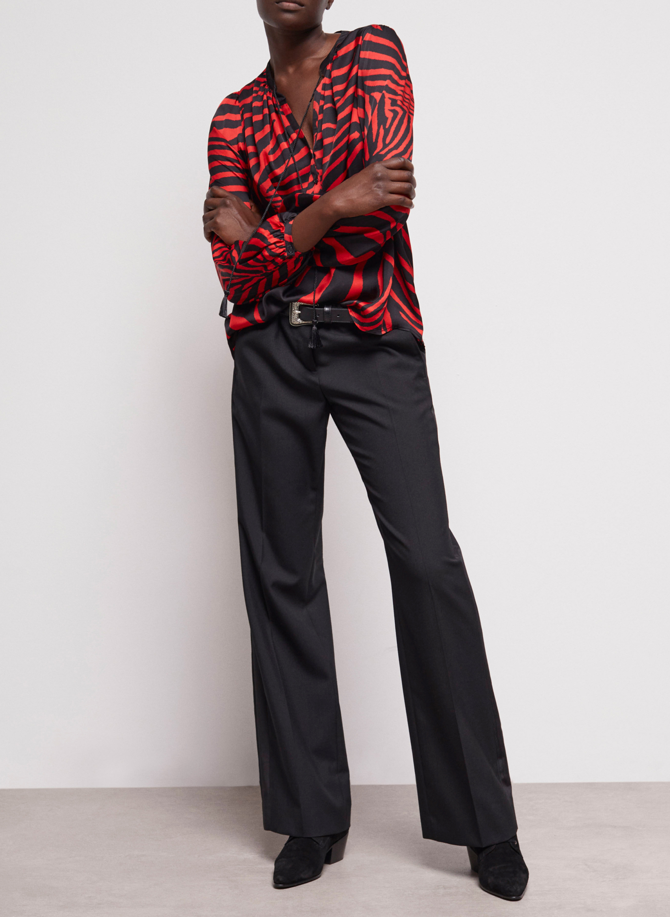 Zebra patterned flowing top THE KOOPLES Red