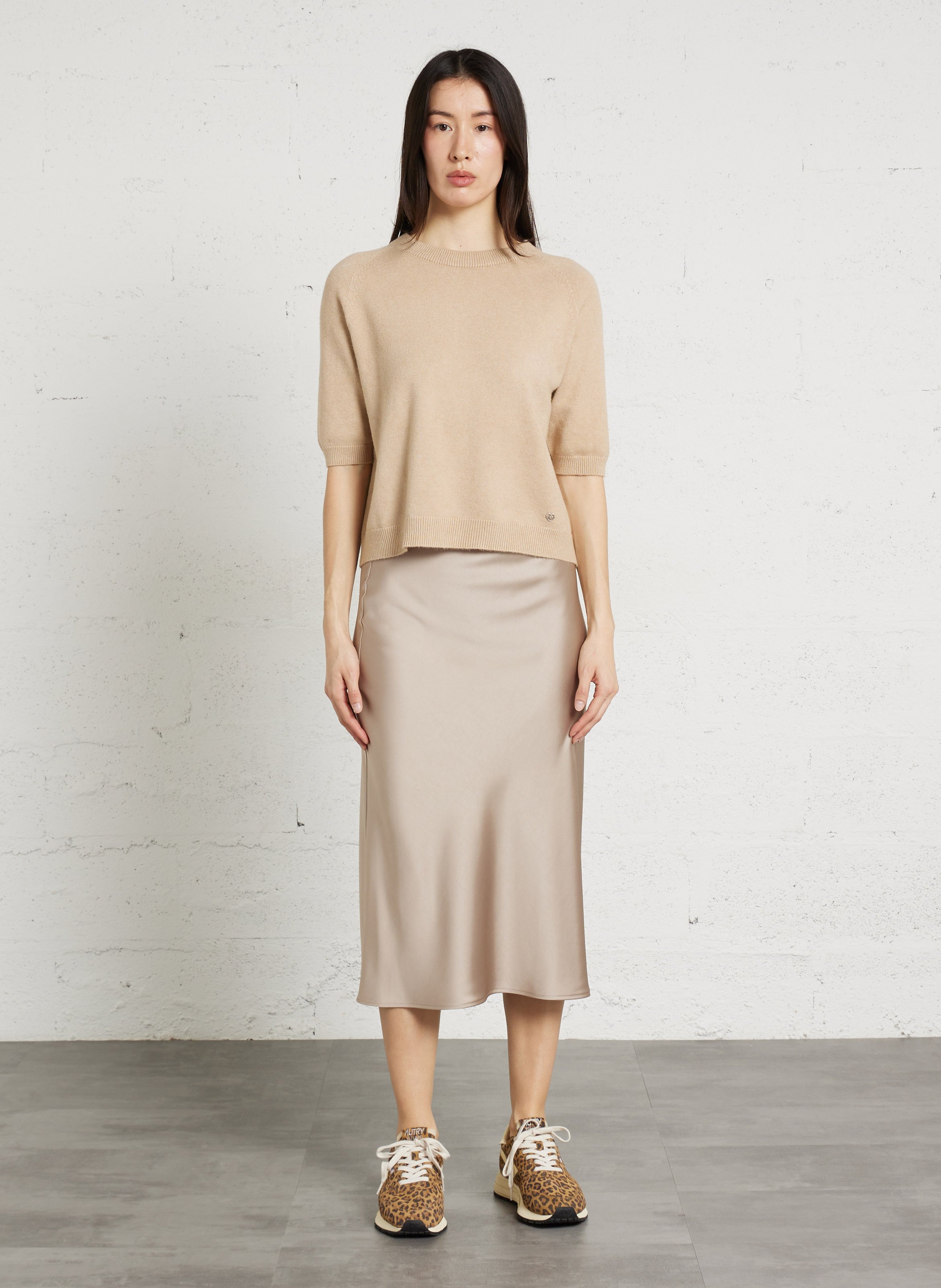 Long satin-effect skirt IMPERIAL Golden